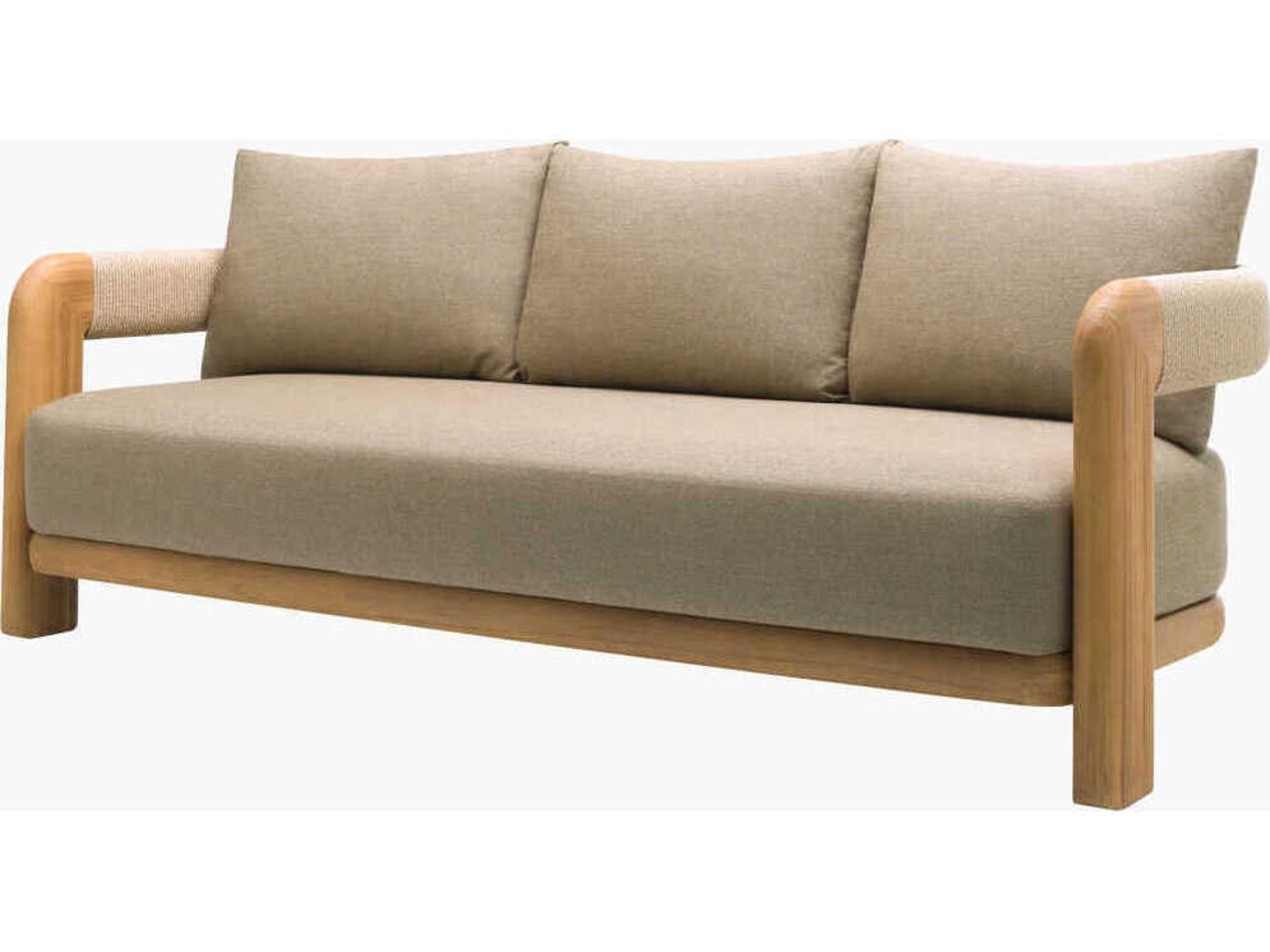 Palma Taupe Wood Cushion Sofa
