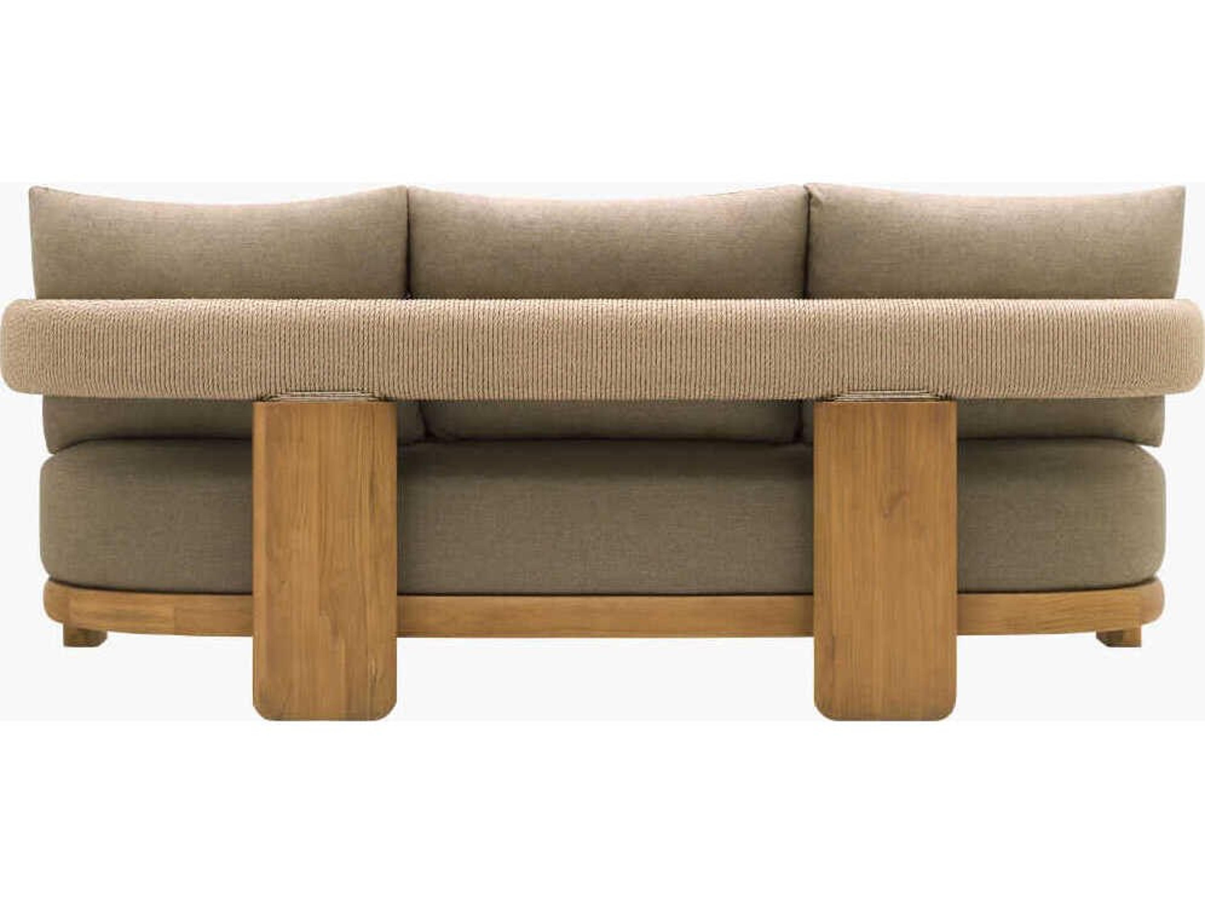 Surya Outdoor Palma Taupe Wood Cushion Sofa