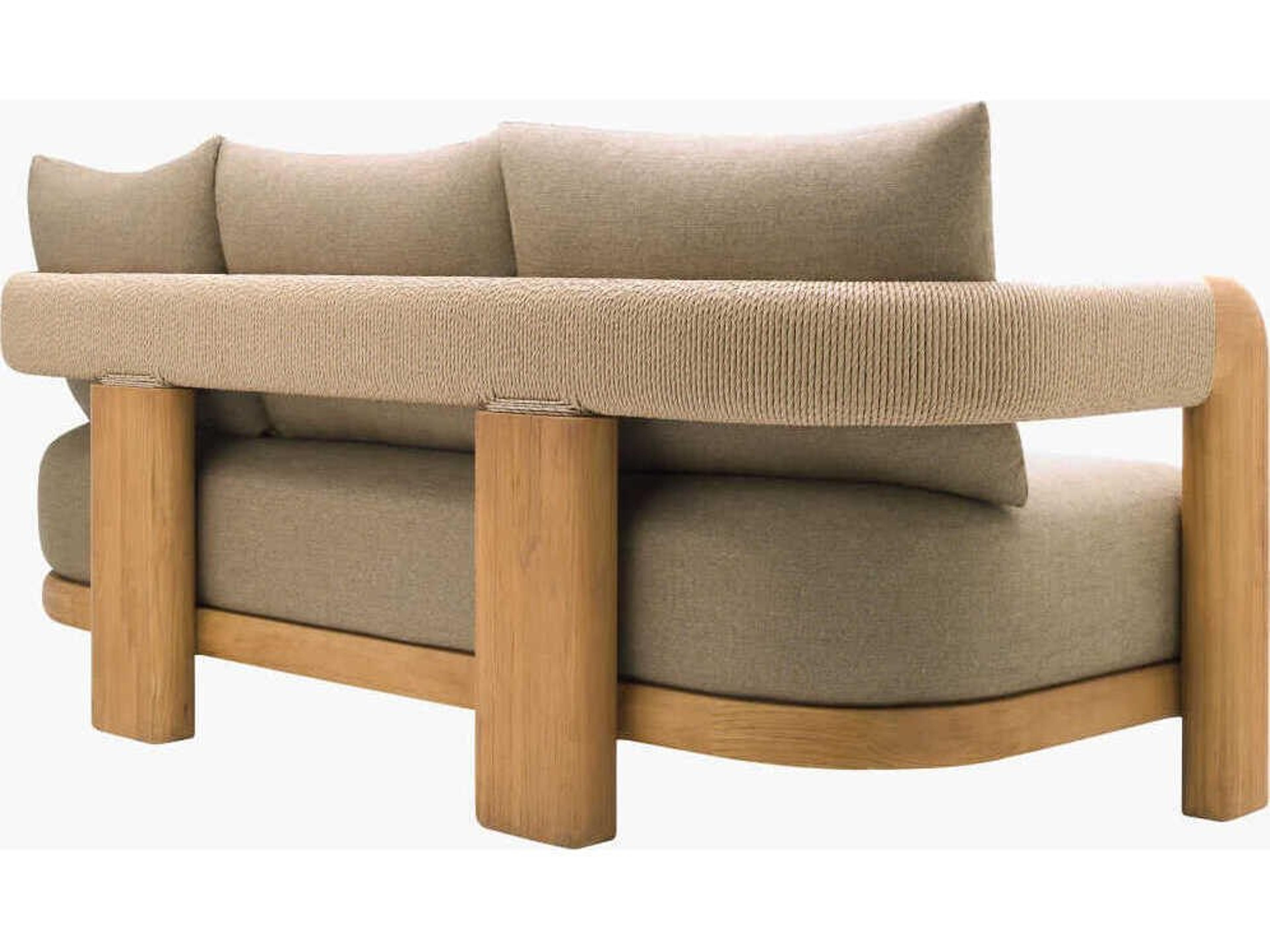 Surya Outdoor Palma Taupe Wood Cushion Sofa