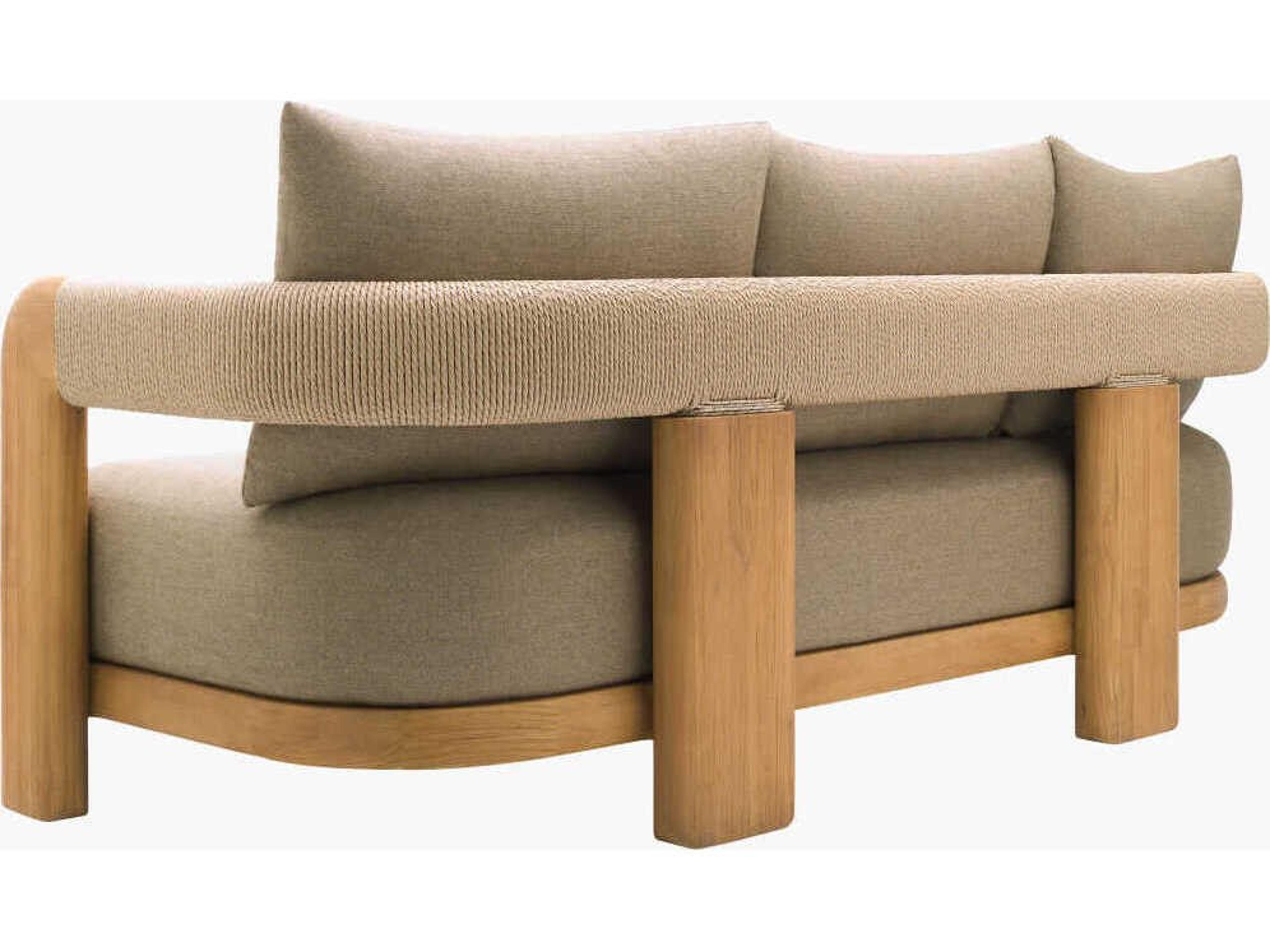 Surya Outdoor Palma Taupe Wood Cushion Sofa