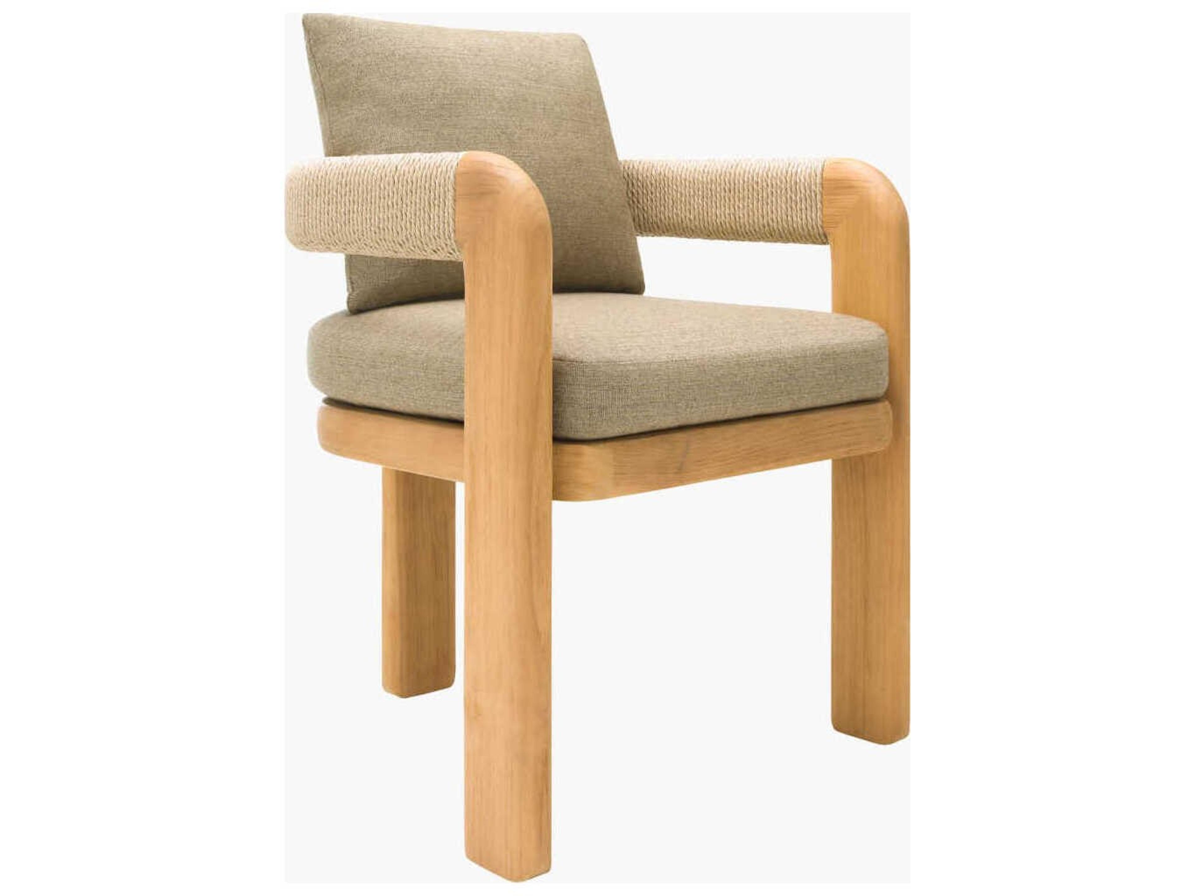 Surya Outdoor Palma Taupe Wood Cushion Dining Chair