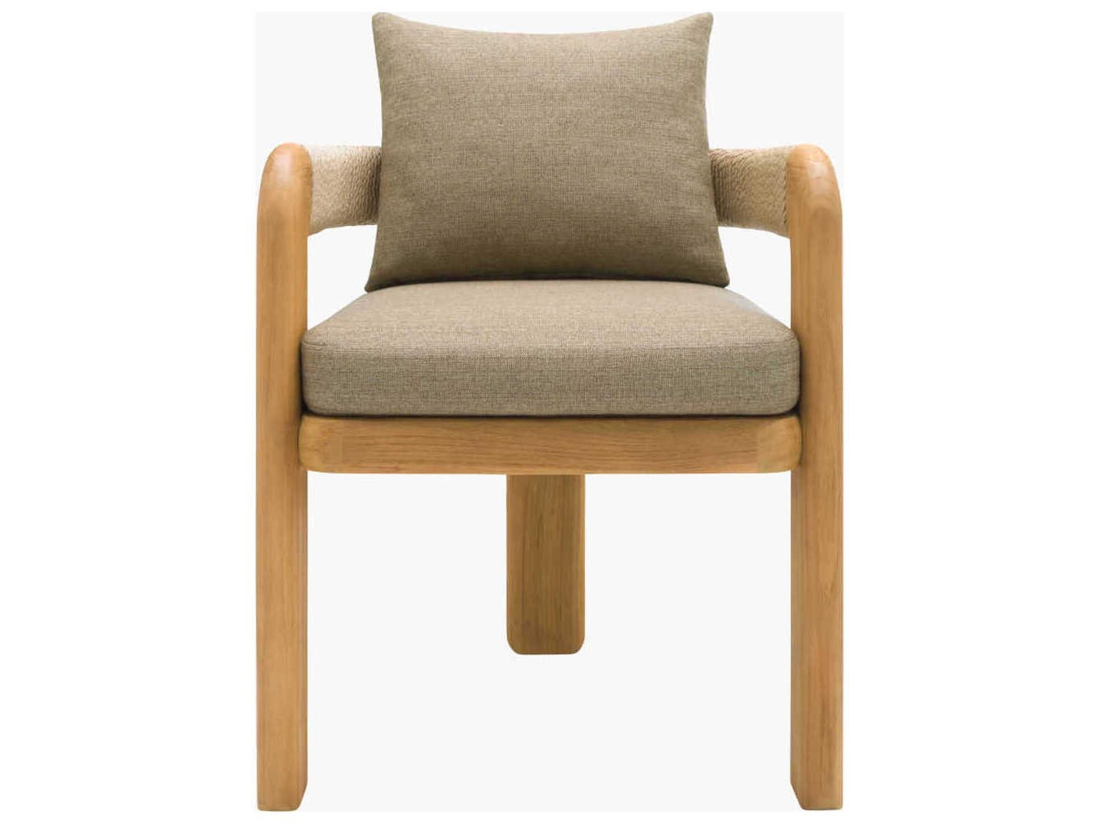 Surya Outdoor Palma Taupe Wood Cushion Dining Chair