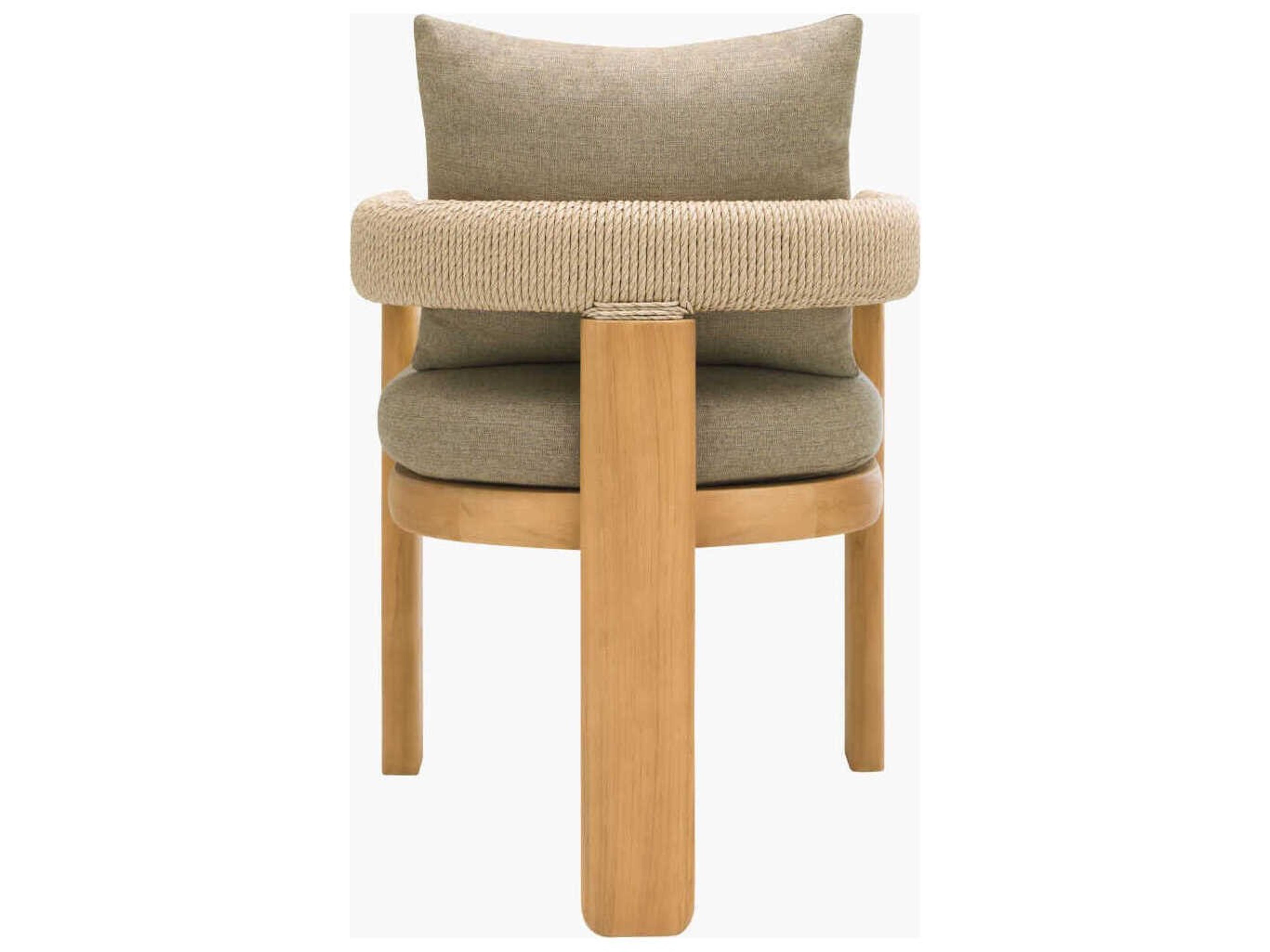 Surya Outdoor Palma Taupe Wood Cushion Dining Chair