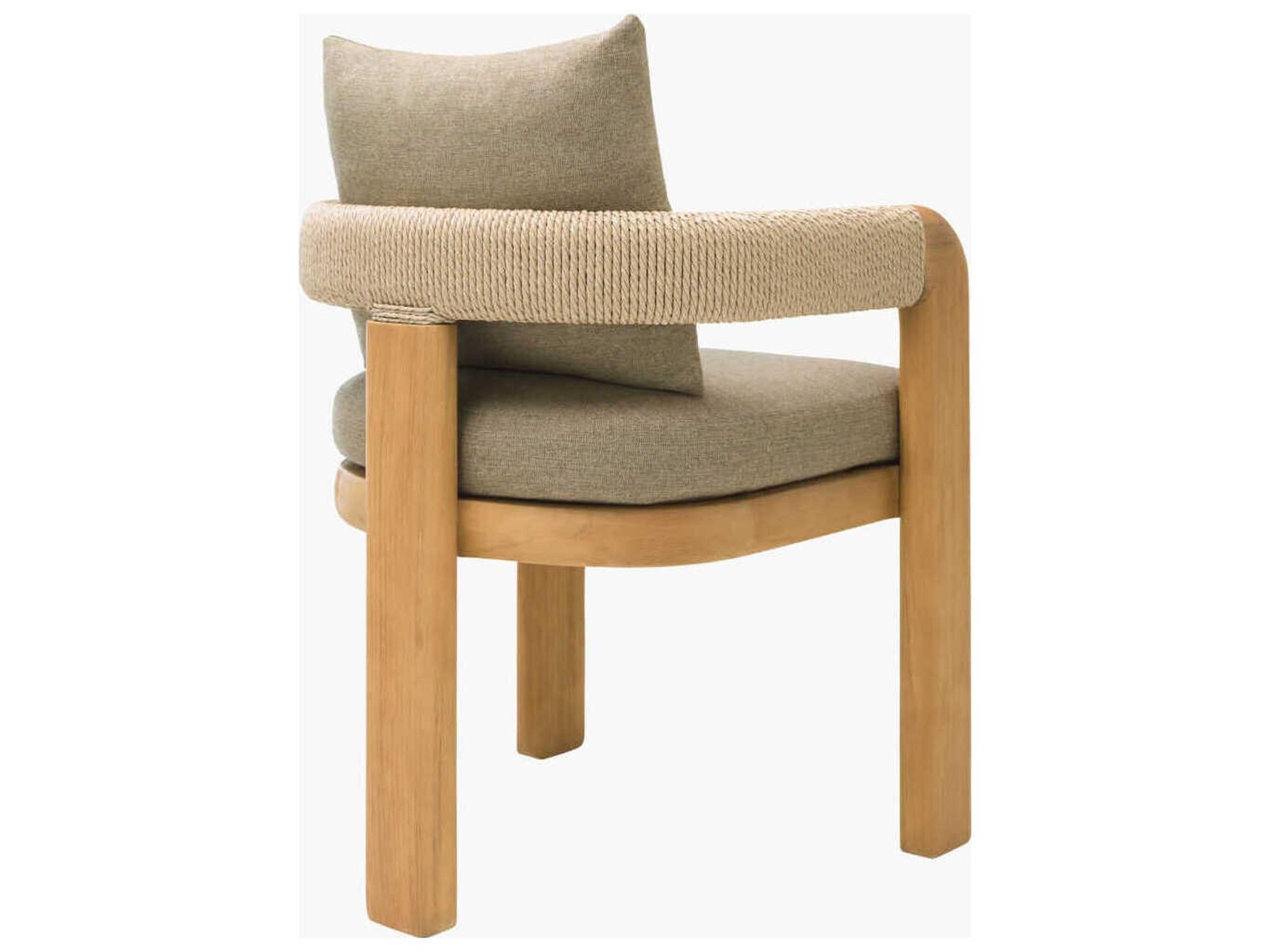 Surya Outdoor Palma Taupe Wood Cushion Dining Chair