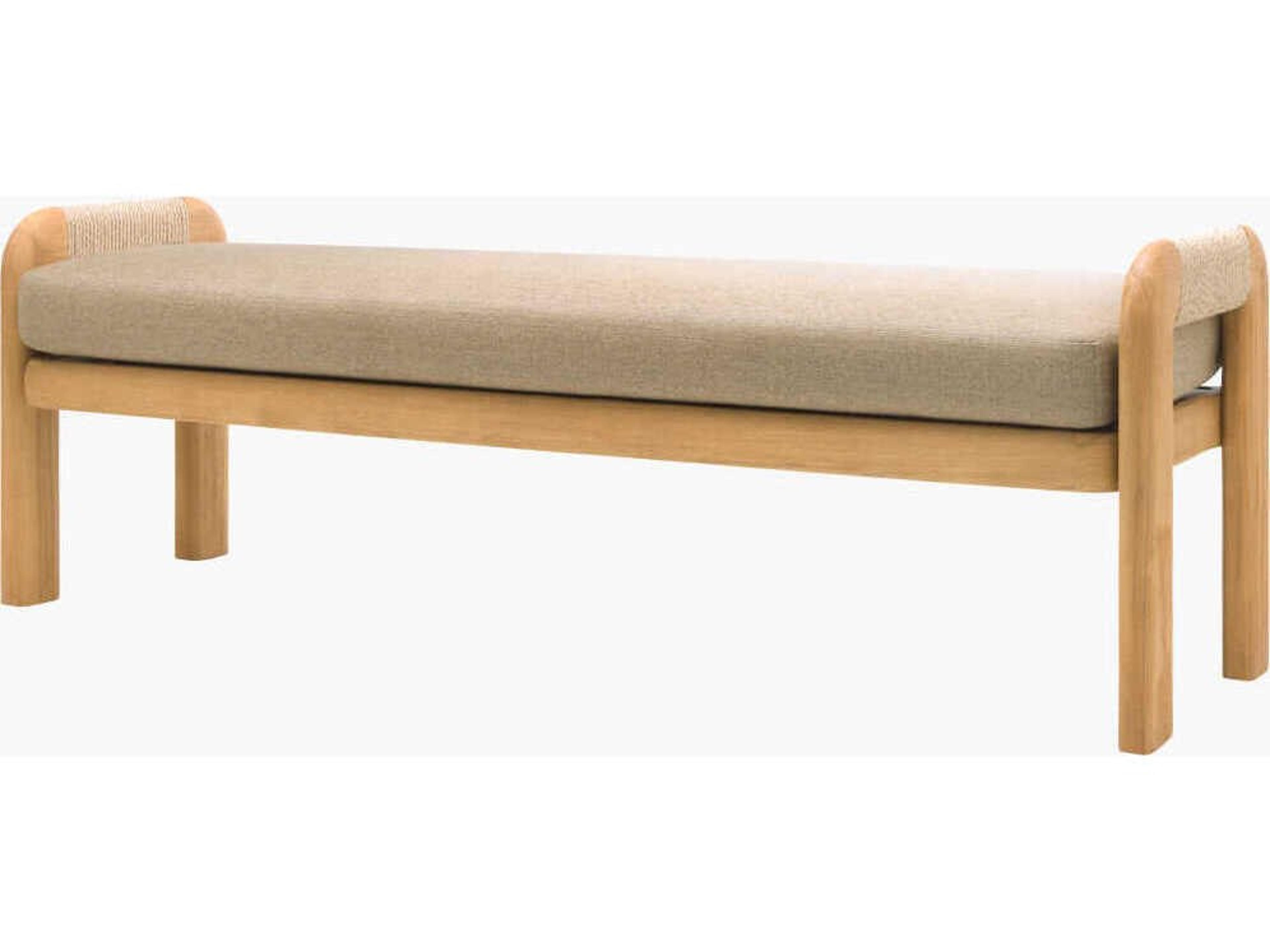 Palma Taupe Wood Cushion Bench
