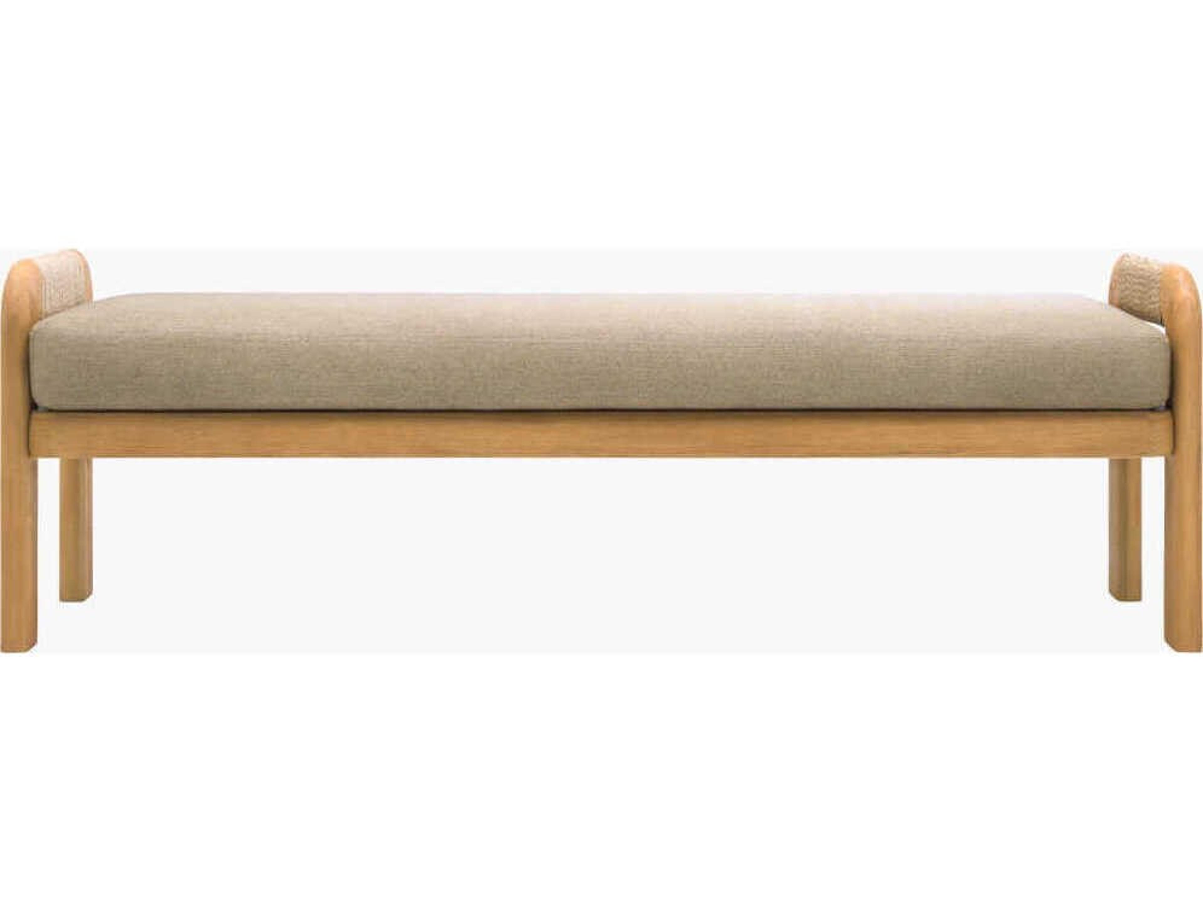 Surya Outdoor Palma Taupe Wood Cushion Bench