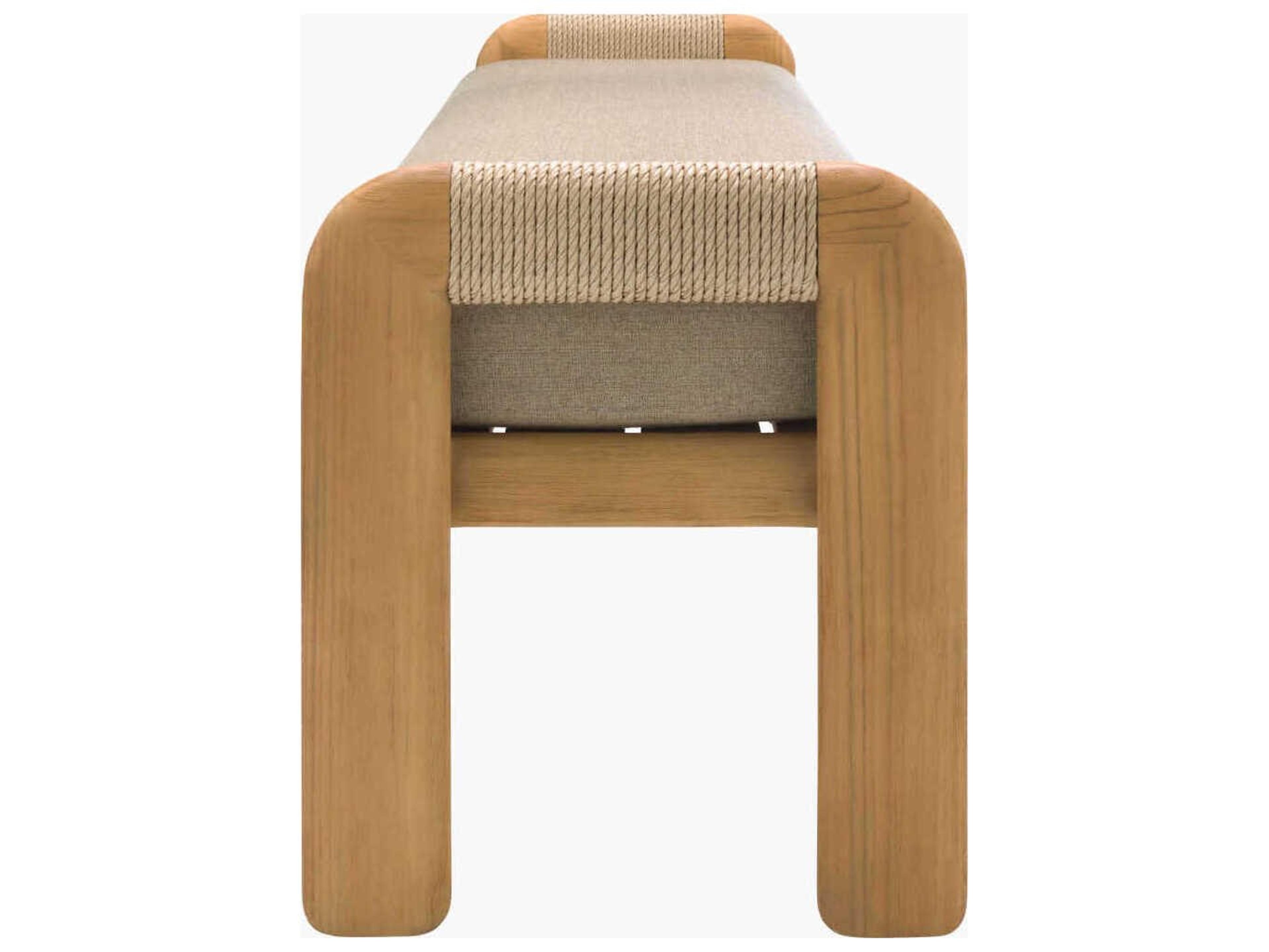 Surya Outdoor Palma Taupe Wood Cushion Bench
