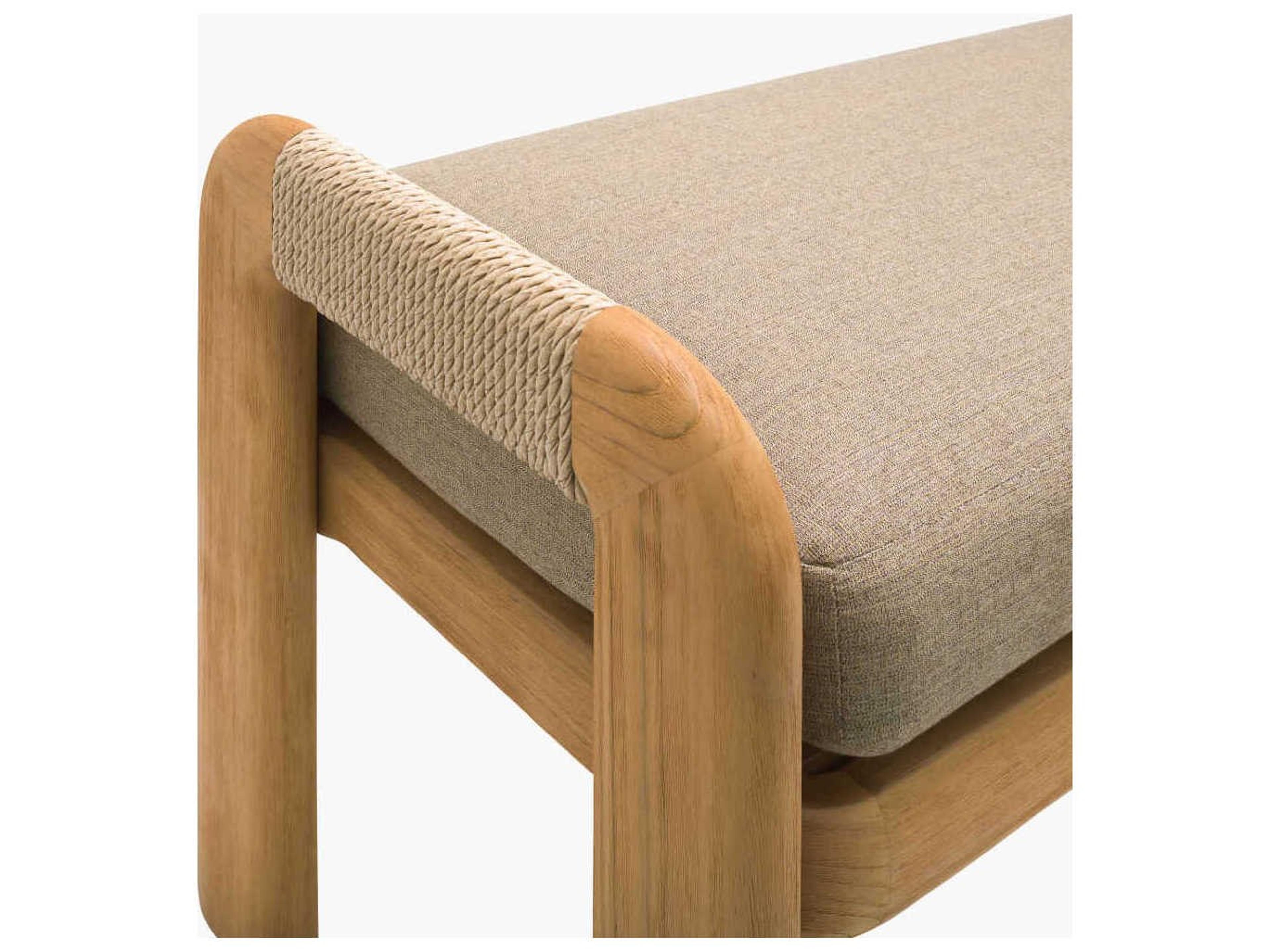 Surya Outdoor Palma Taupe Wood Cushion Bench