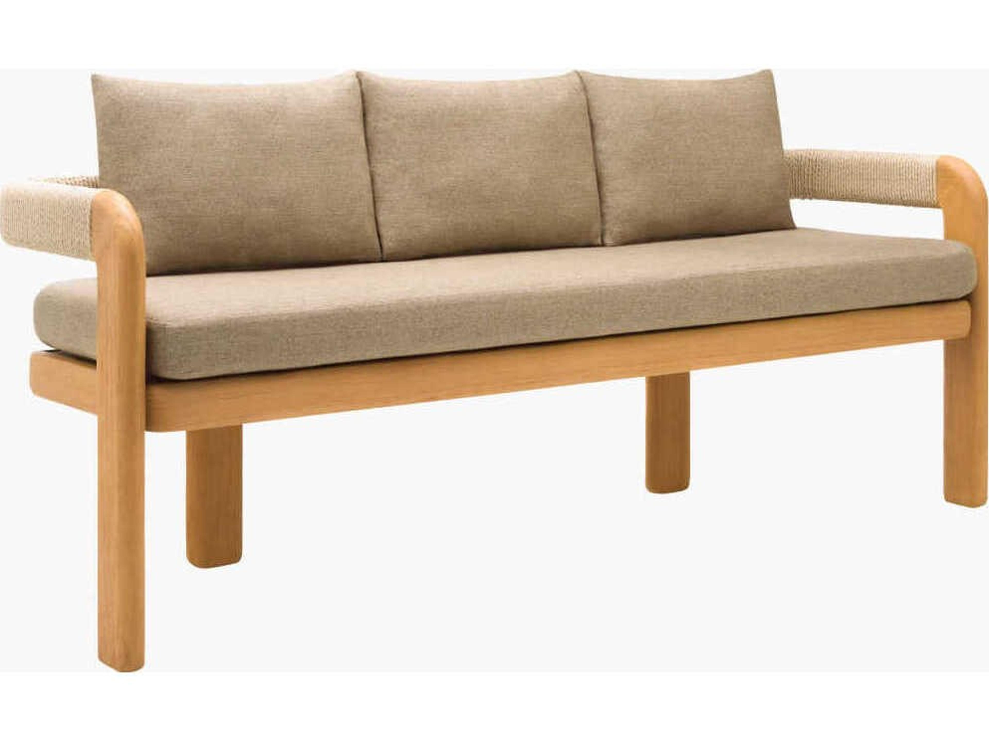 Surya Outdoor Palma Taupe Wood Cushion Bench