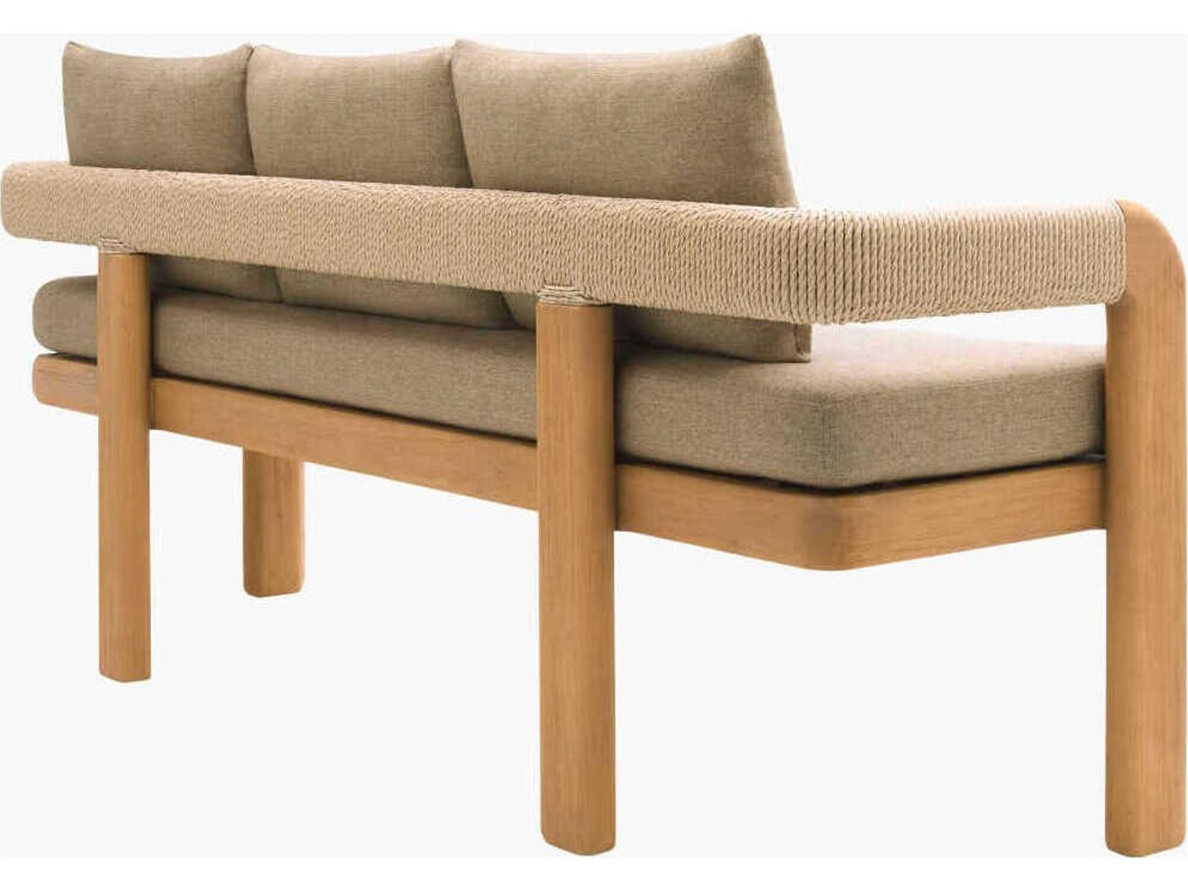 Surya Outdoor Palma Taupe Wood Cushion Bench