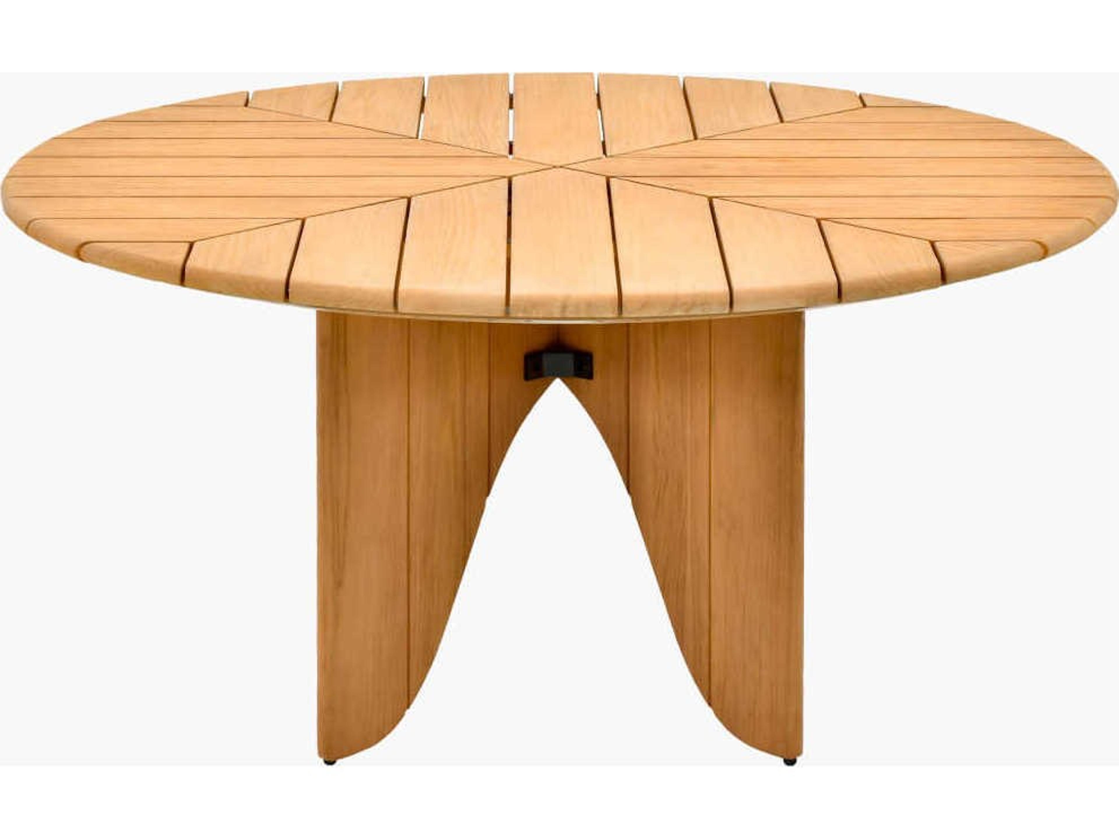 Surya Outdoor Solene Warm Oak Wood Round Dining Table