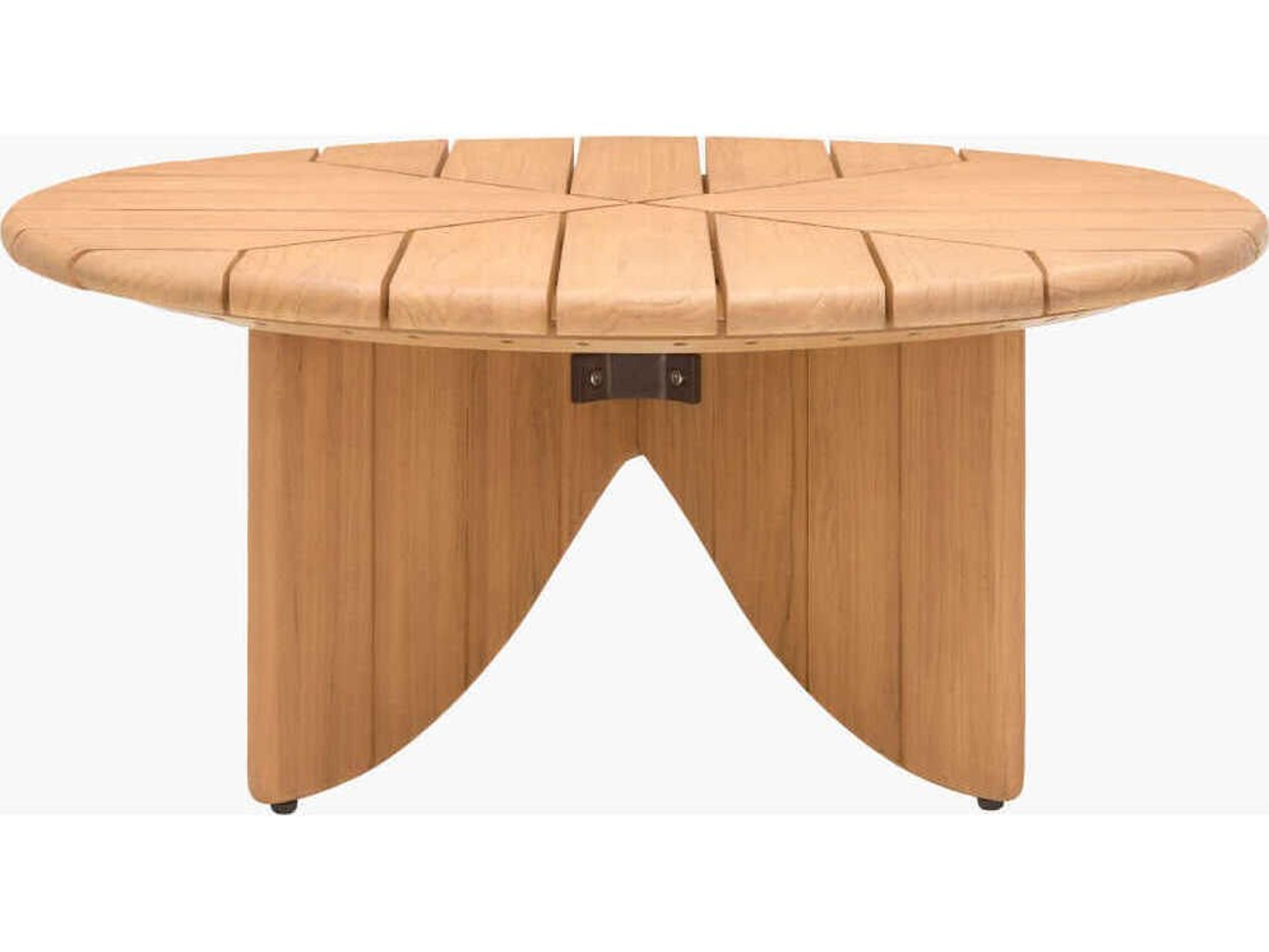 Surya Outdoor Solene Warm Oak Wood Round Dining Table