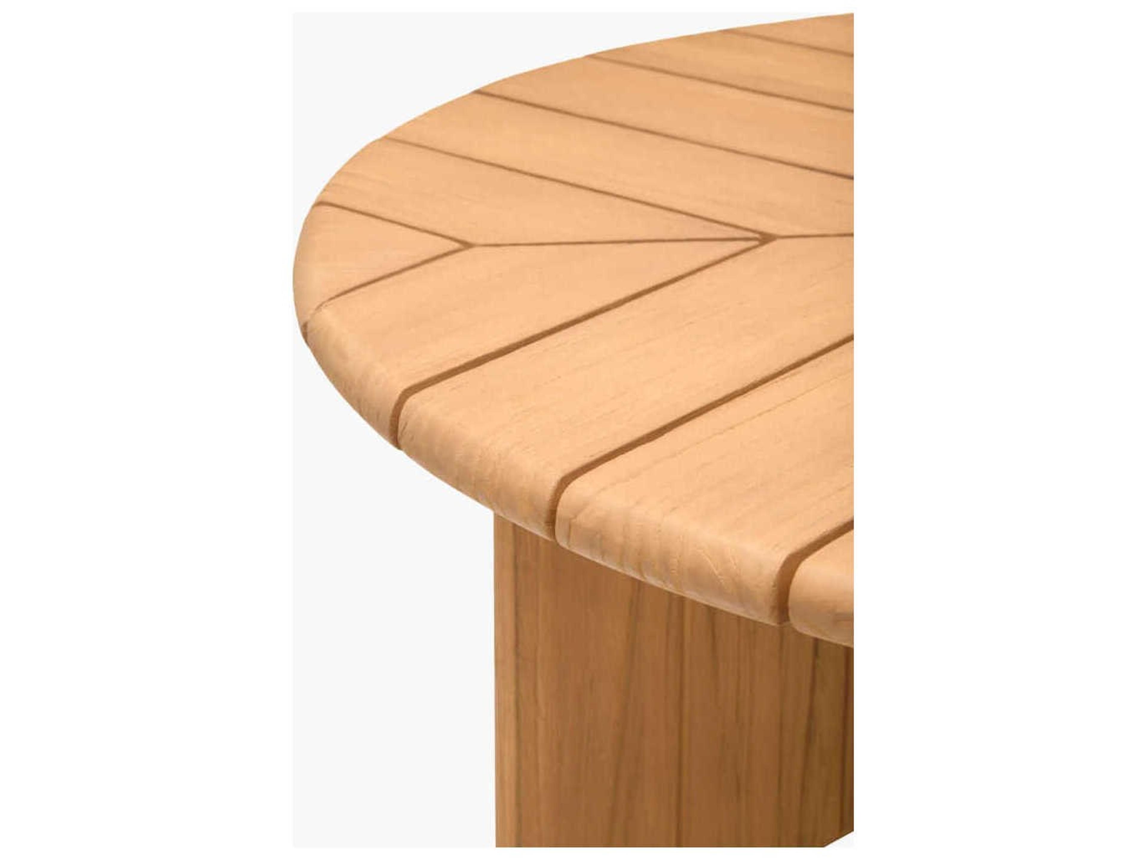 Surya Outdoor Solene Warm Oak Wood Round Dining Table