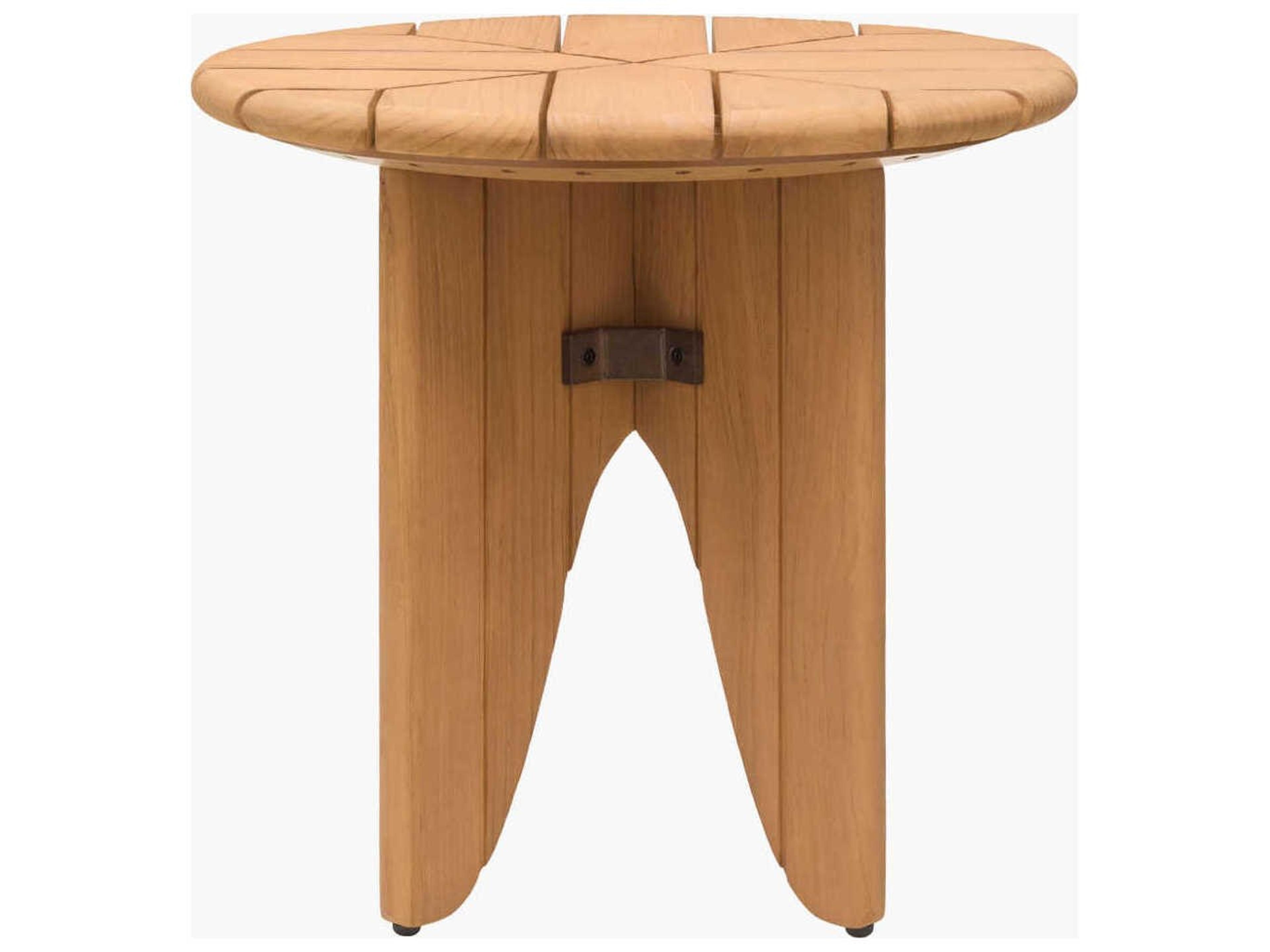 Surya Outdoor Solene Caramel Wood Round End Table