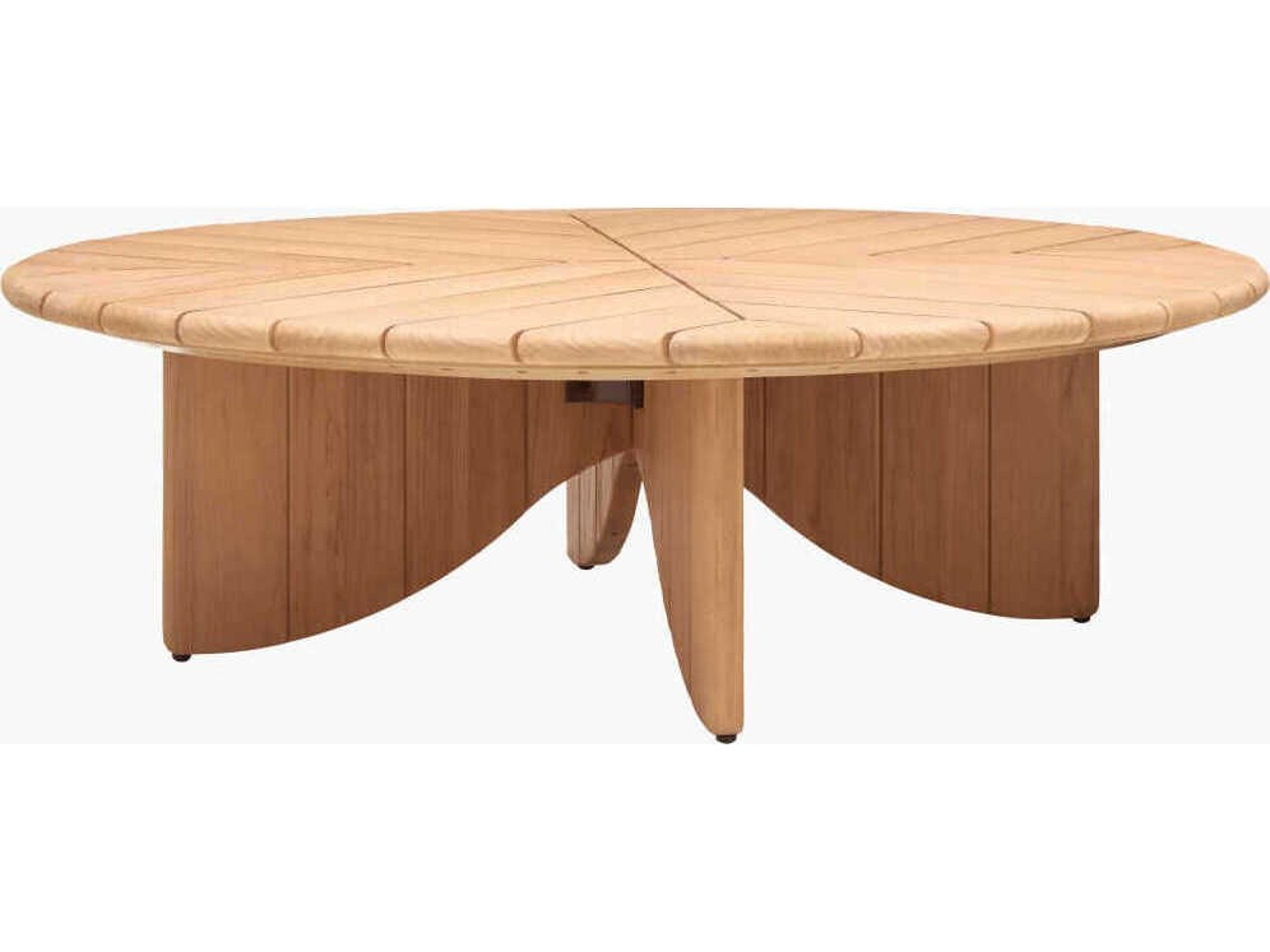Solene Caramel Wood Round Coffee Table