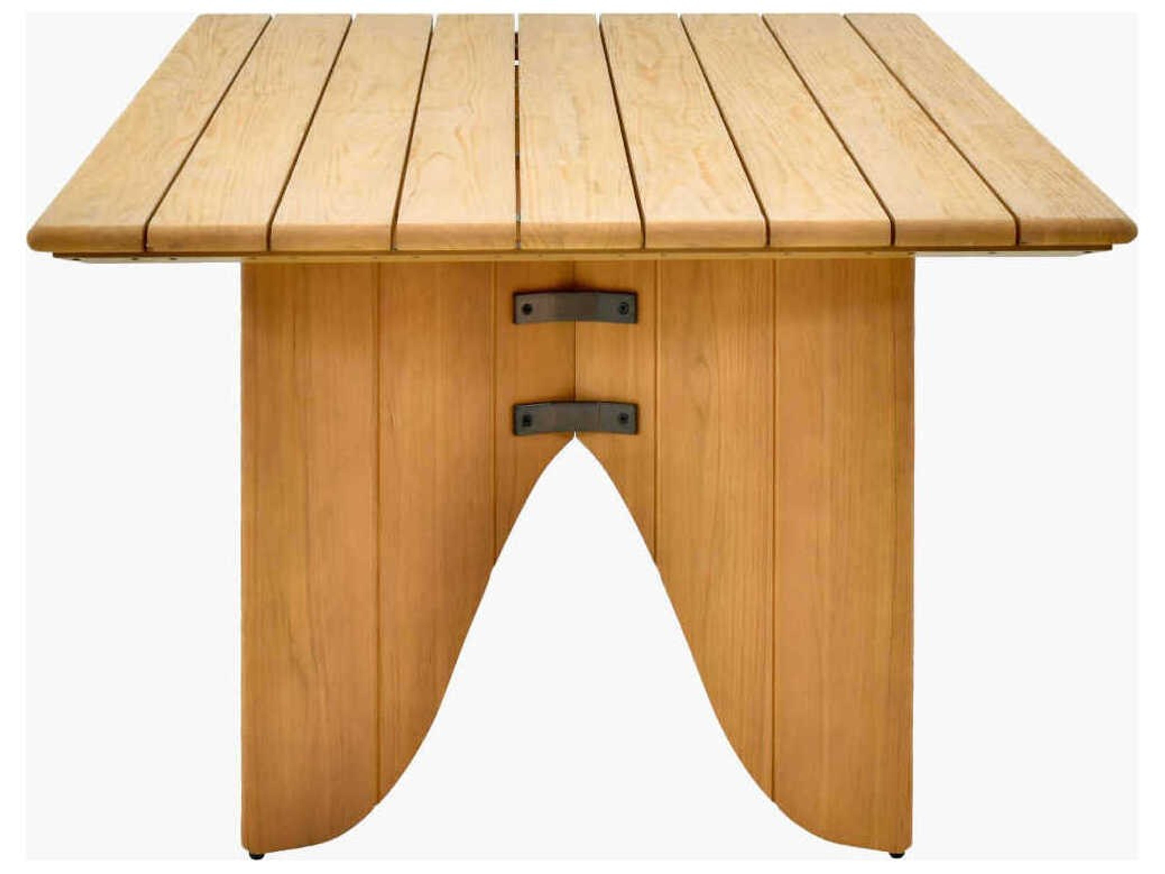 Surya Outdoor Solene Caramel Wood Rectangular Umbrella Hole Dining Table