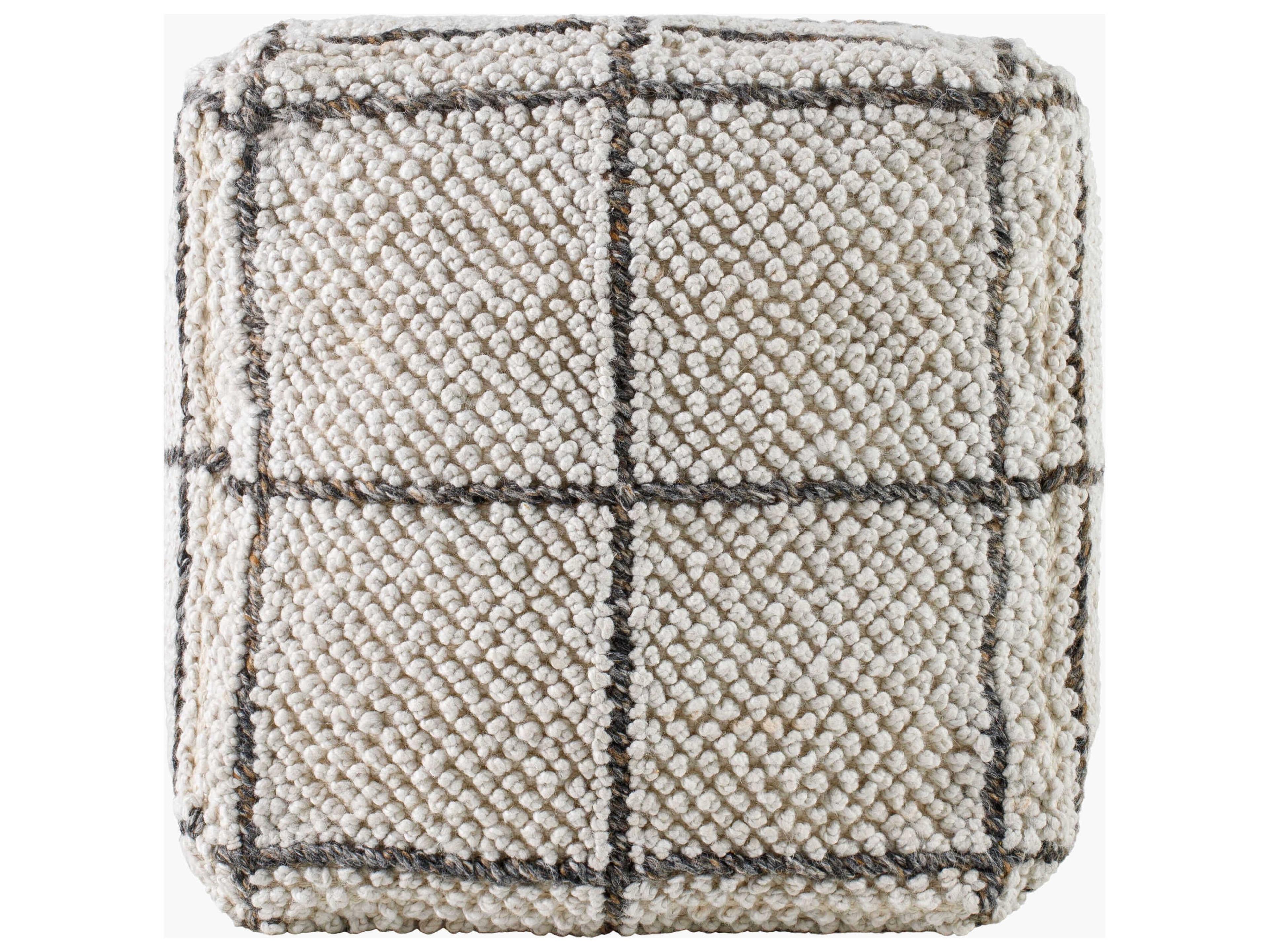 Surya Outdoor Pane Fabric Cushion Pouf