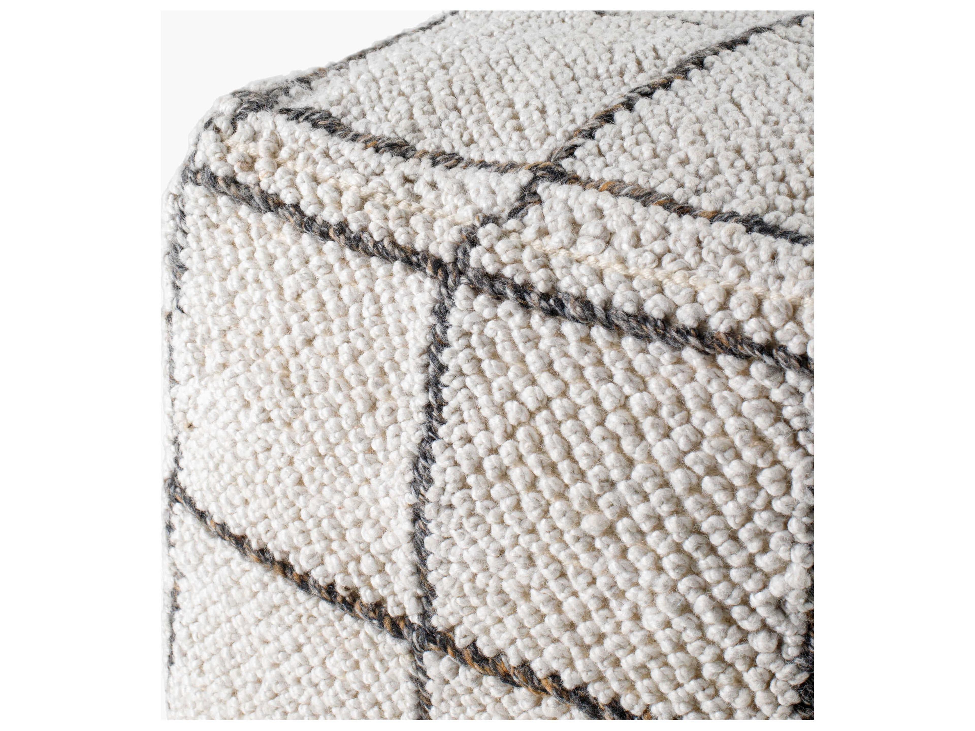 Surya Outdoor Pane Fabric Cushion Pouf