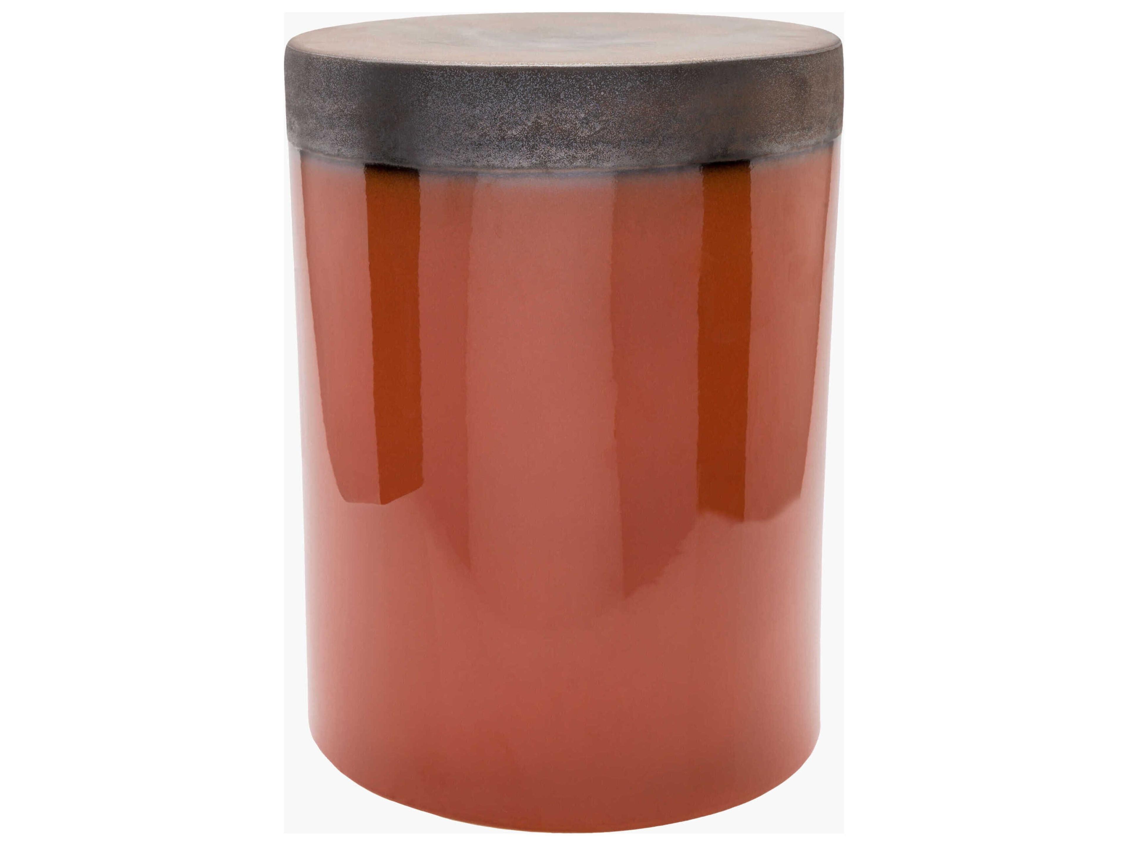 Palominas Burnt Orange Dark Brown Ceramic Round Garden Stool