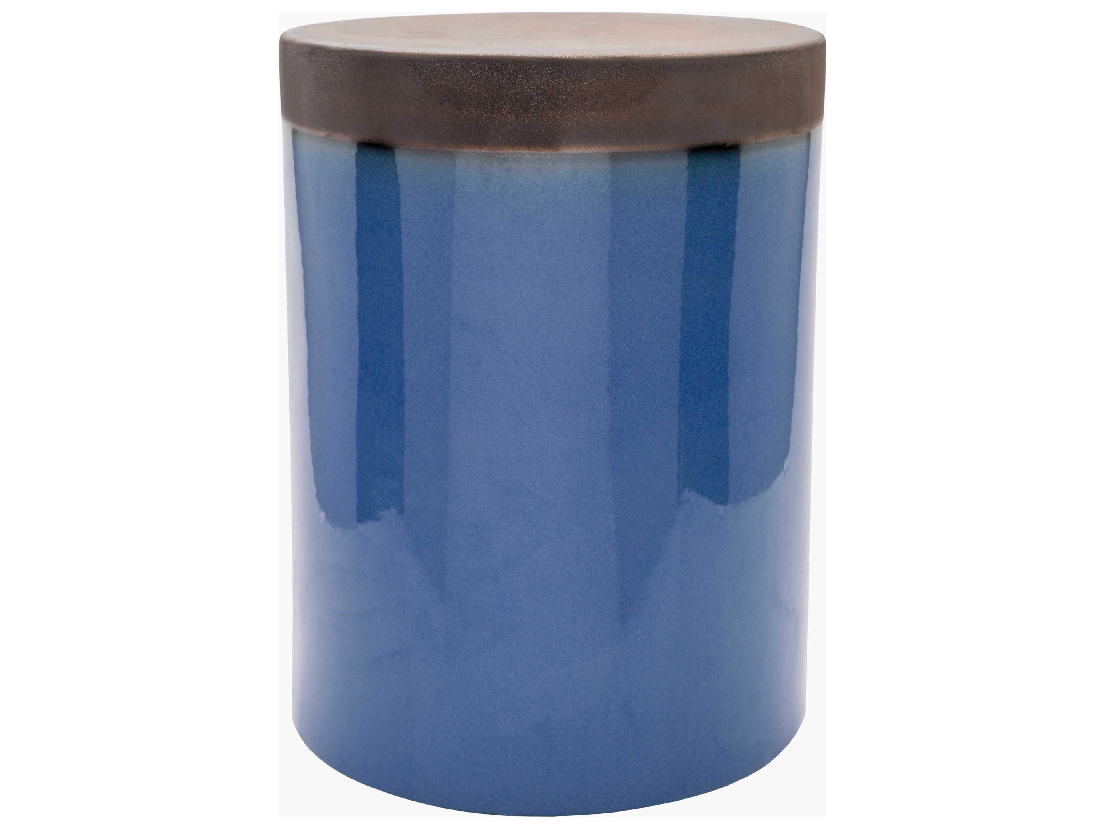 Palominas Blue Ceramic Round Garden Stool