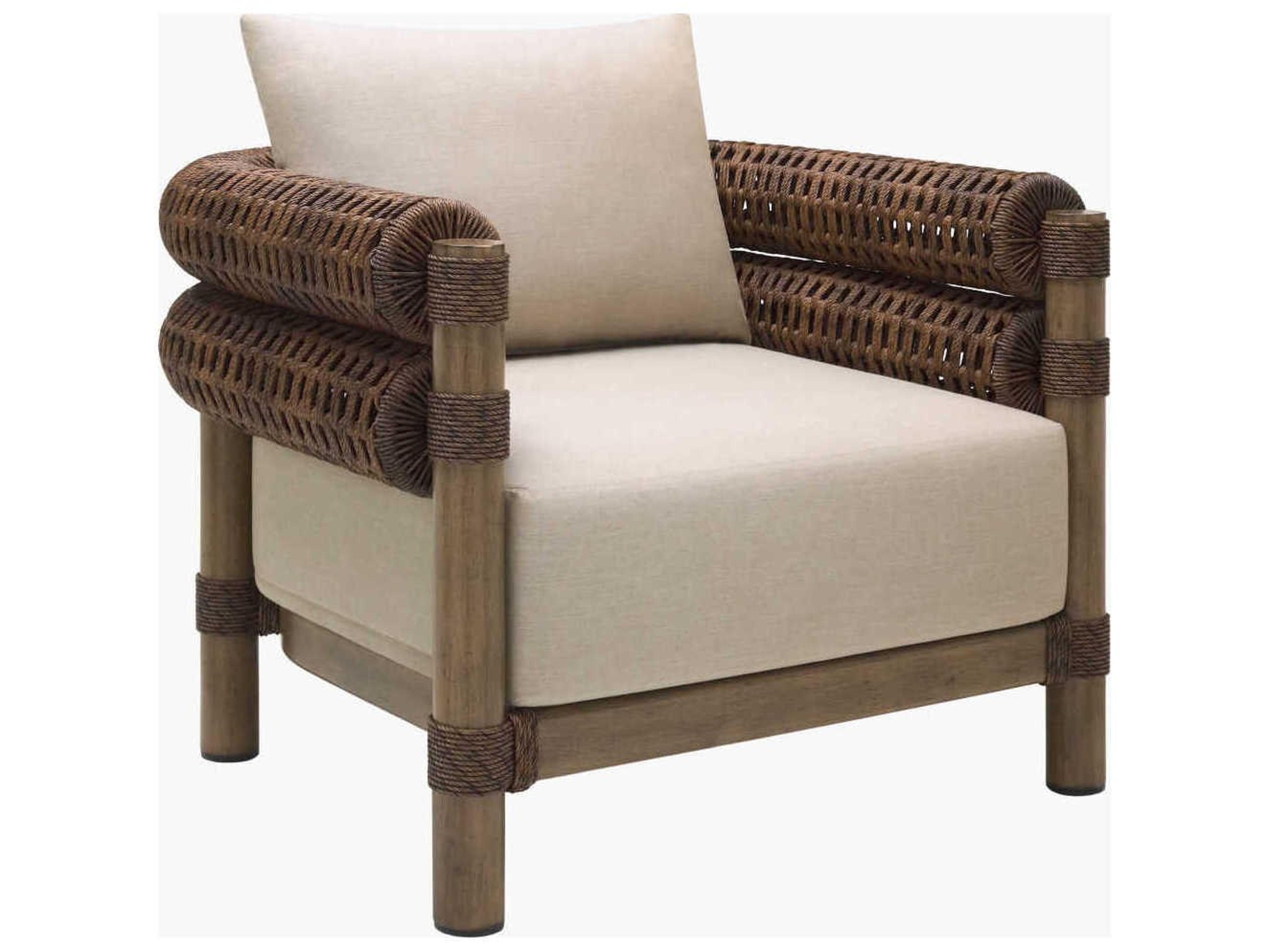 Surya Outdoor Porta Hand Painted Brown Aluminum Cushion Lounge Chair