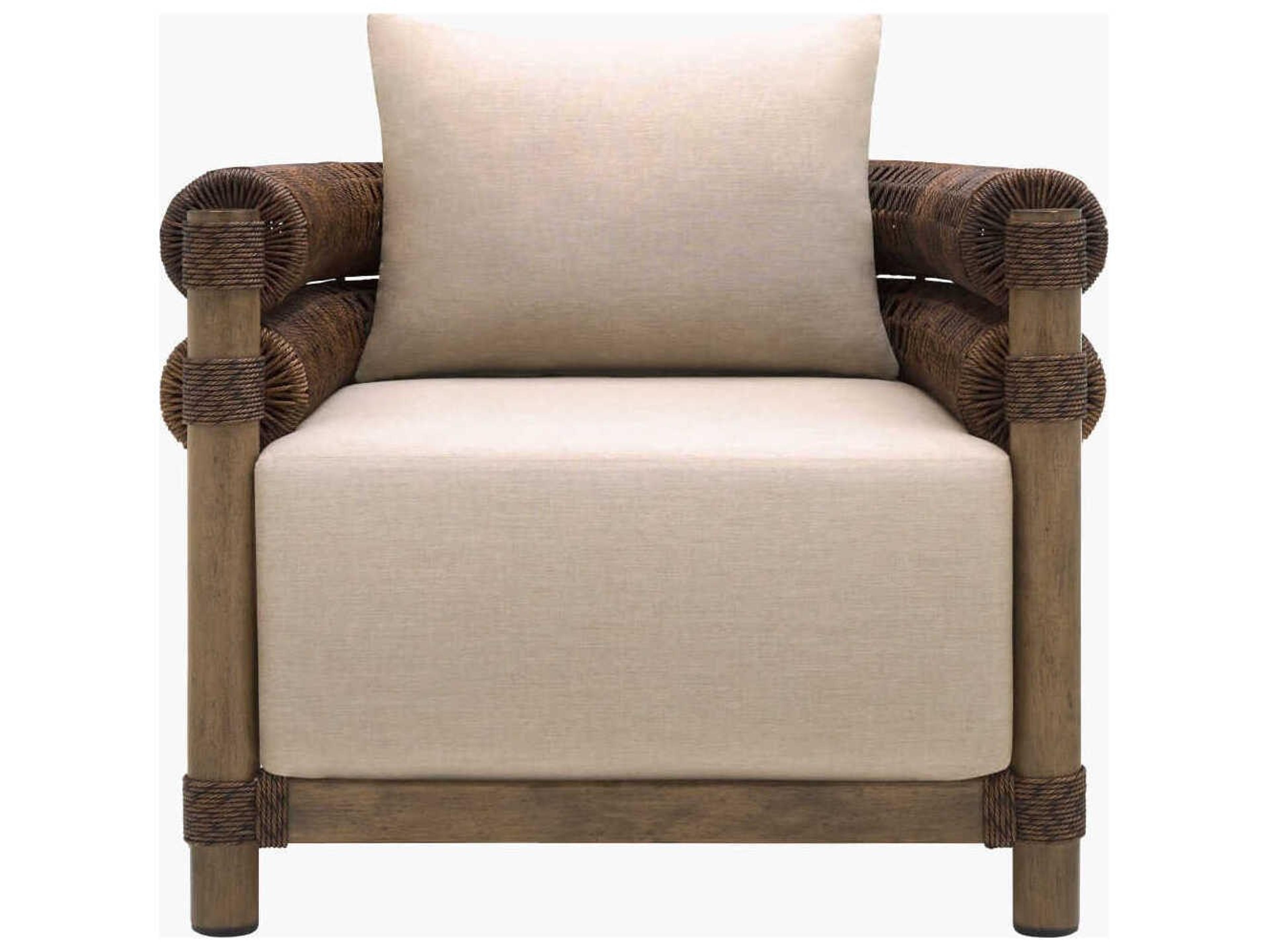 Surya Outdoor Porta Hand Painted Brown Aluminum Cushion Lounge Chair