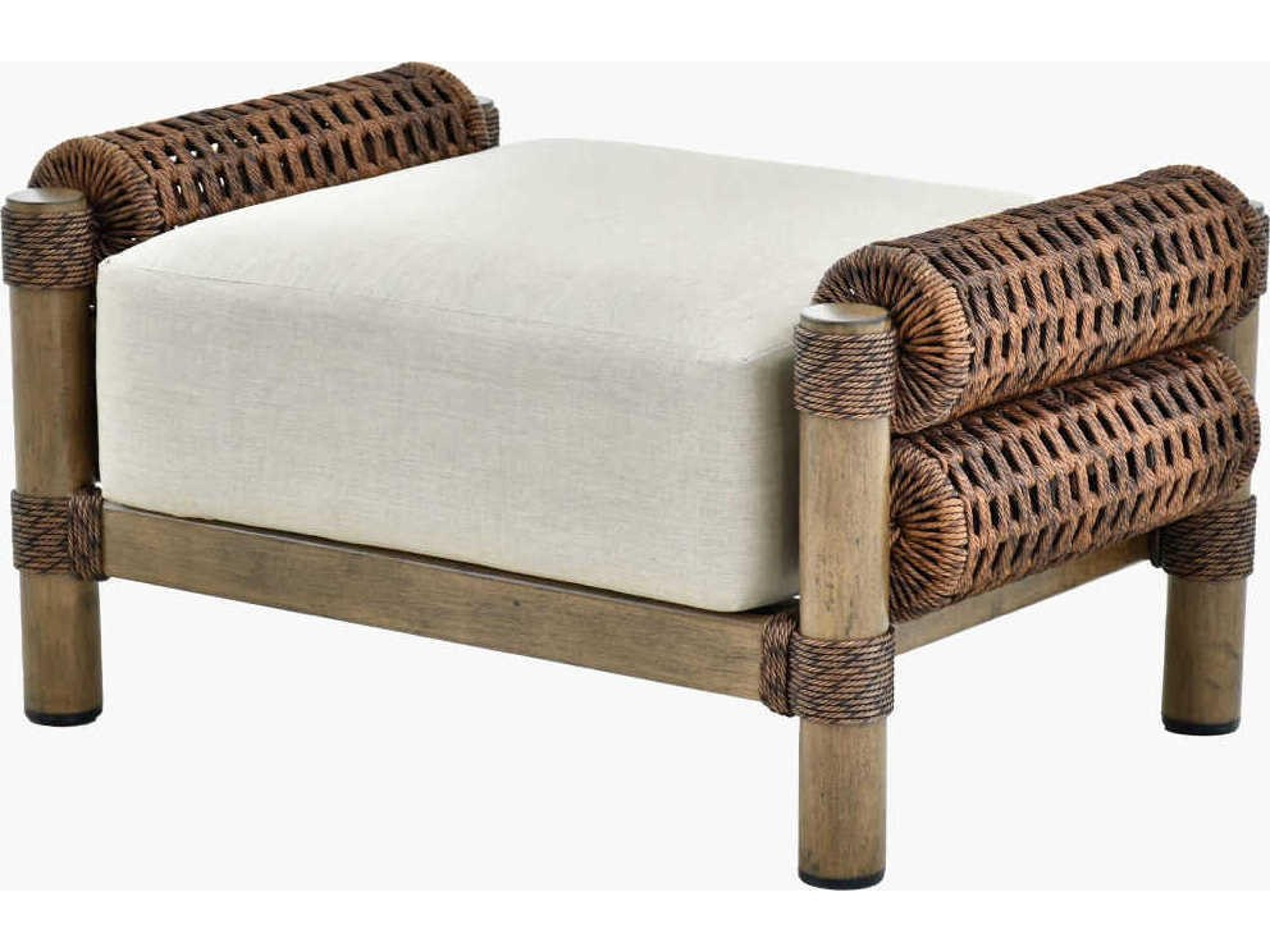 Porta Hand Painted Brown Aluminum Cushion Ottoman