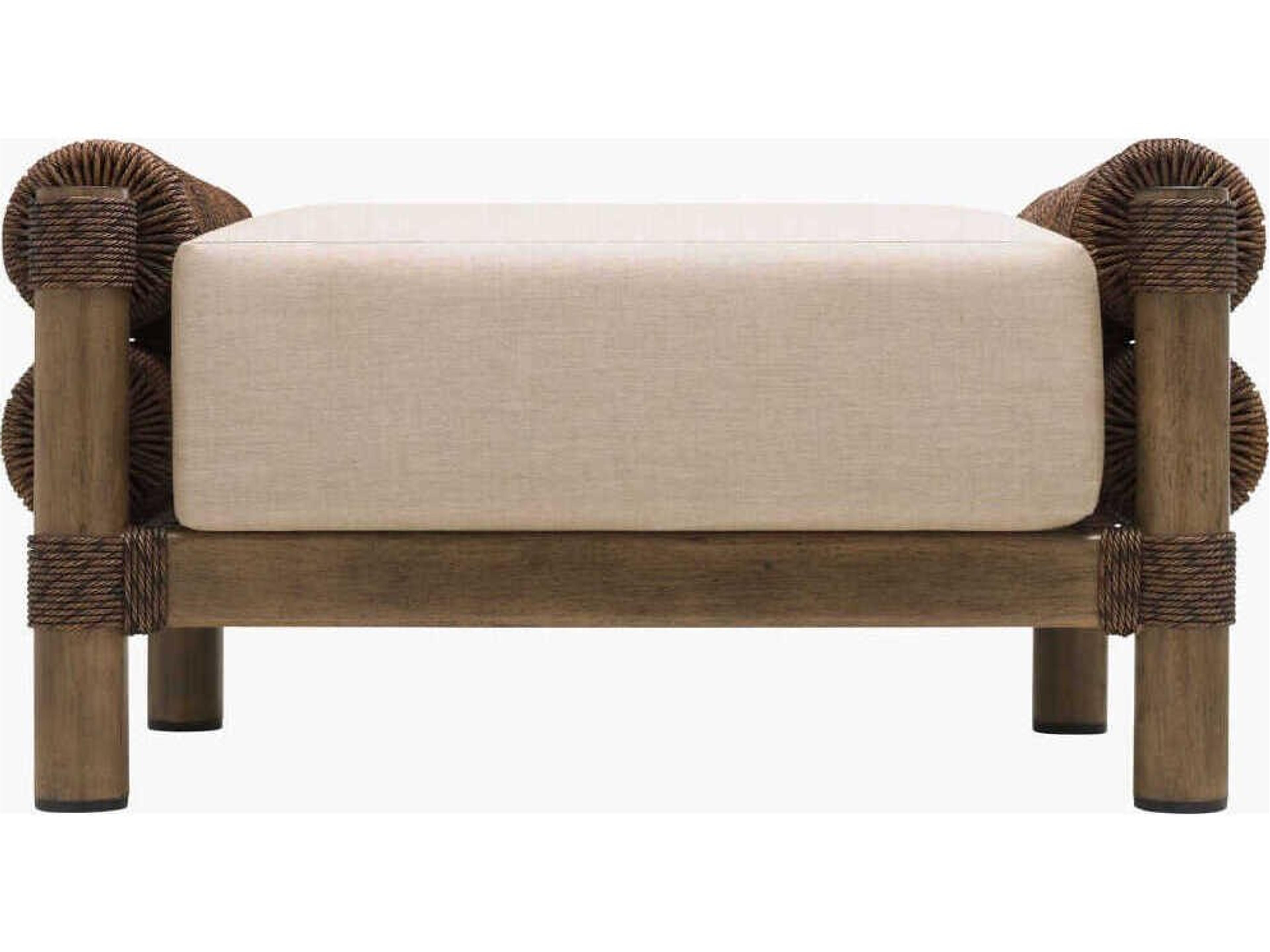 Surya Outdoor Porta Hand Painted Brown Aluminum Cushion Ottoman