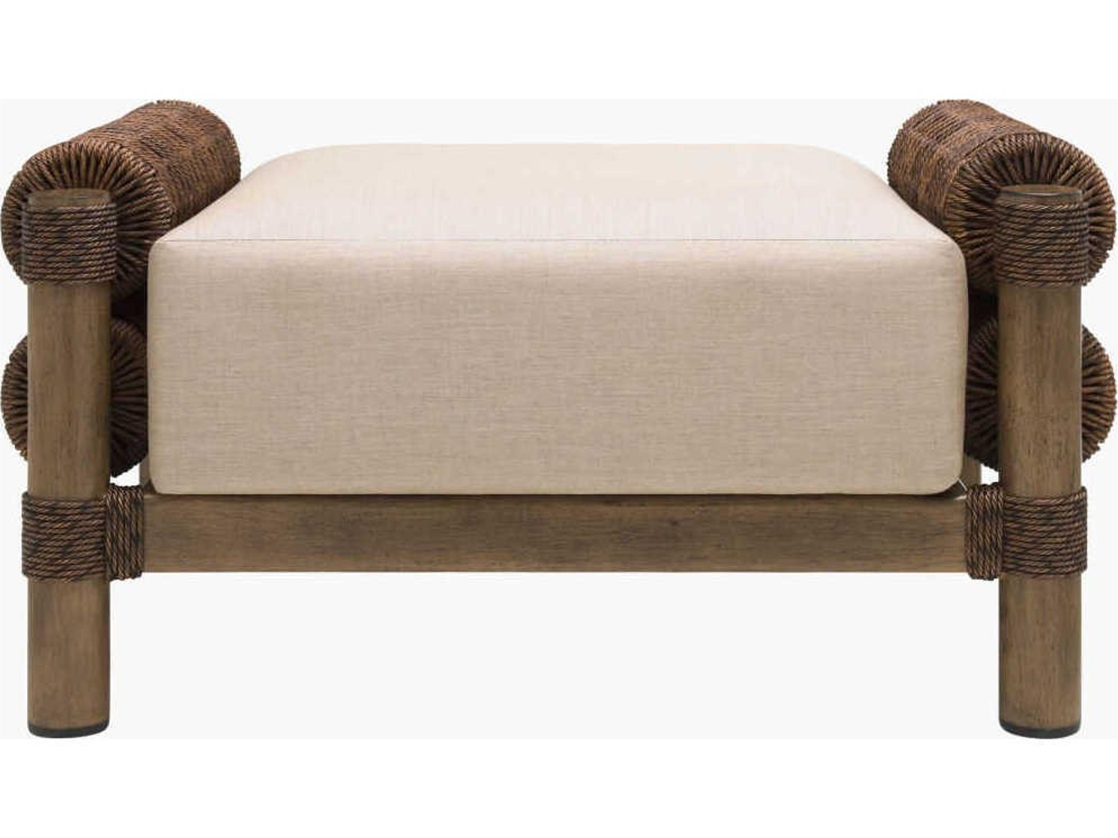 Surya Outdoor Porta Hand Painted Brown Aluminum Cushion Ottoman