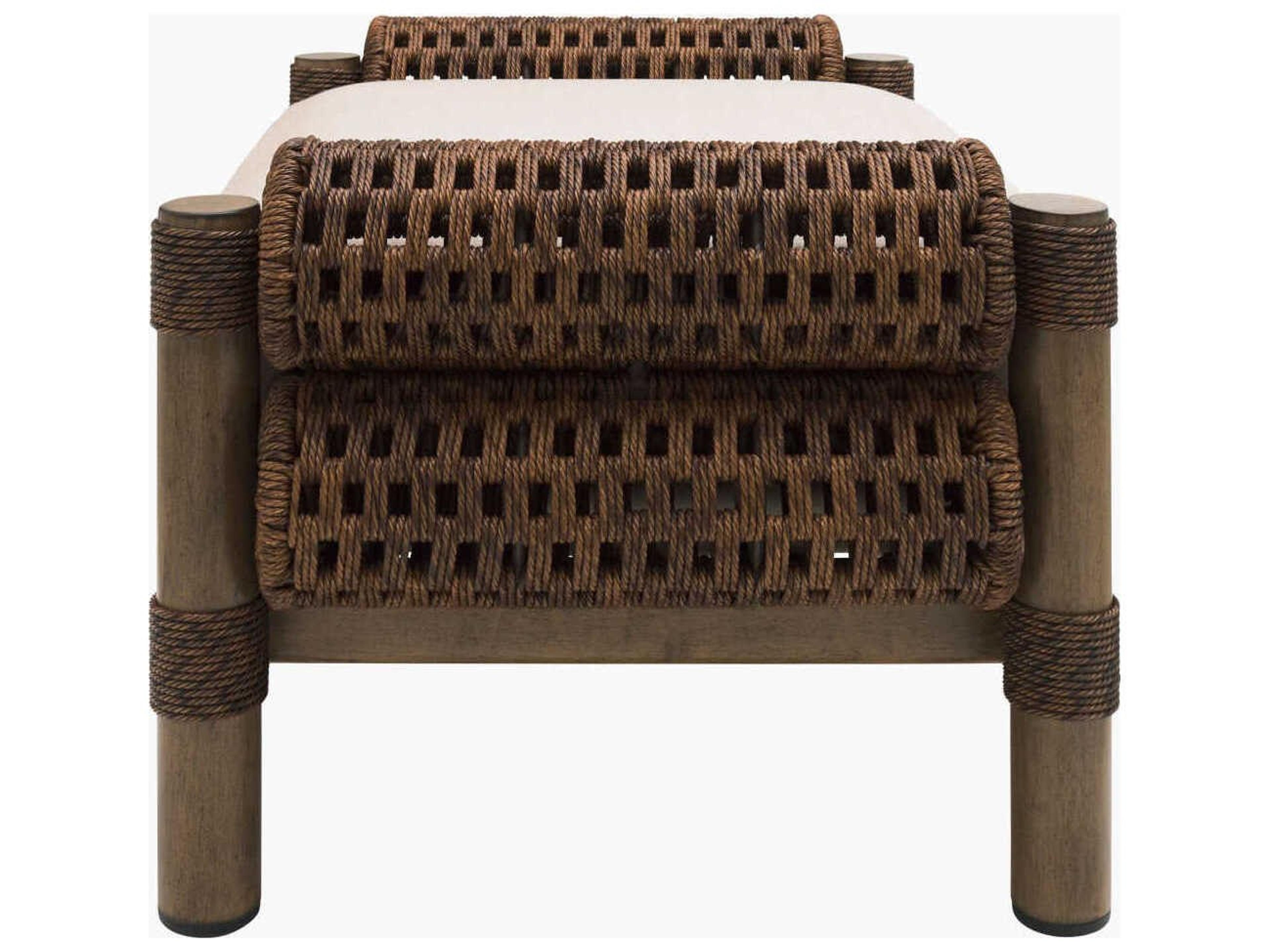 Surya Outdoor Porta Hand Painted Brown Aluminum Cushion Ottoman