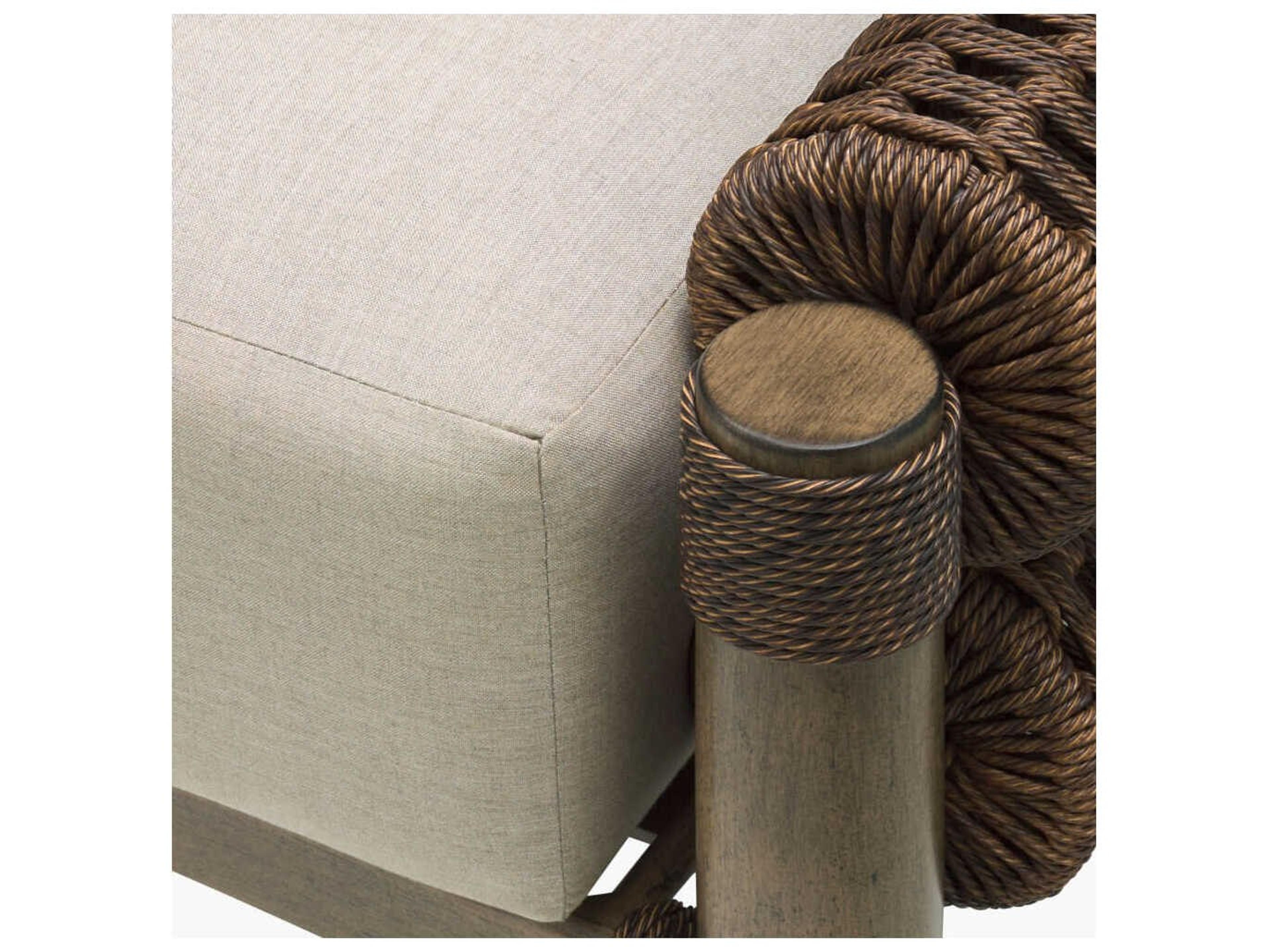 Surya Outdoor Porta Hand Painted Brown Aluminum Cushion Ottoman