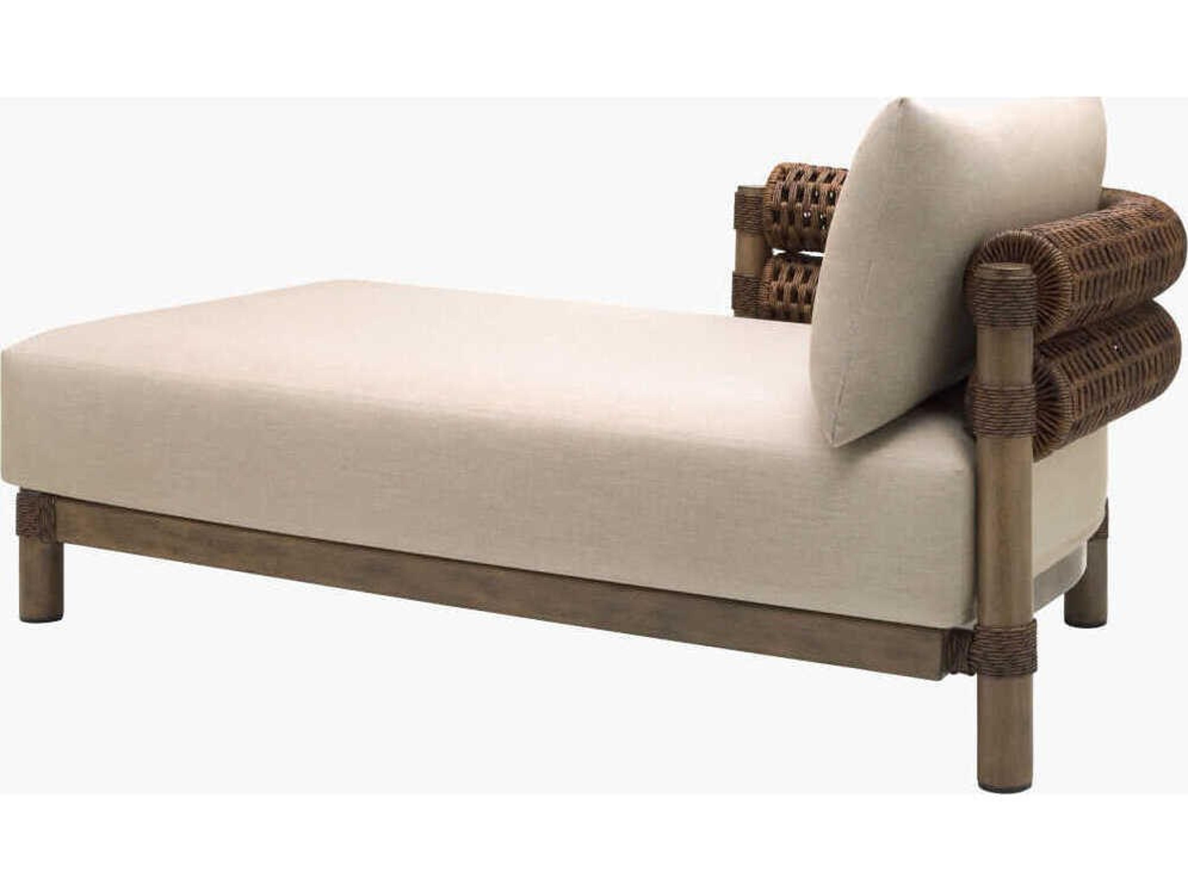 Surya Outdoor Porta Hand Painted Brown Aluminum Cushion Chaise Lounge