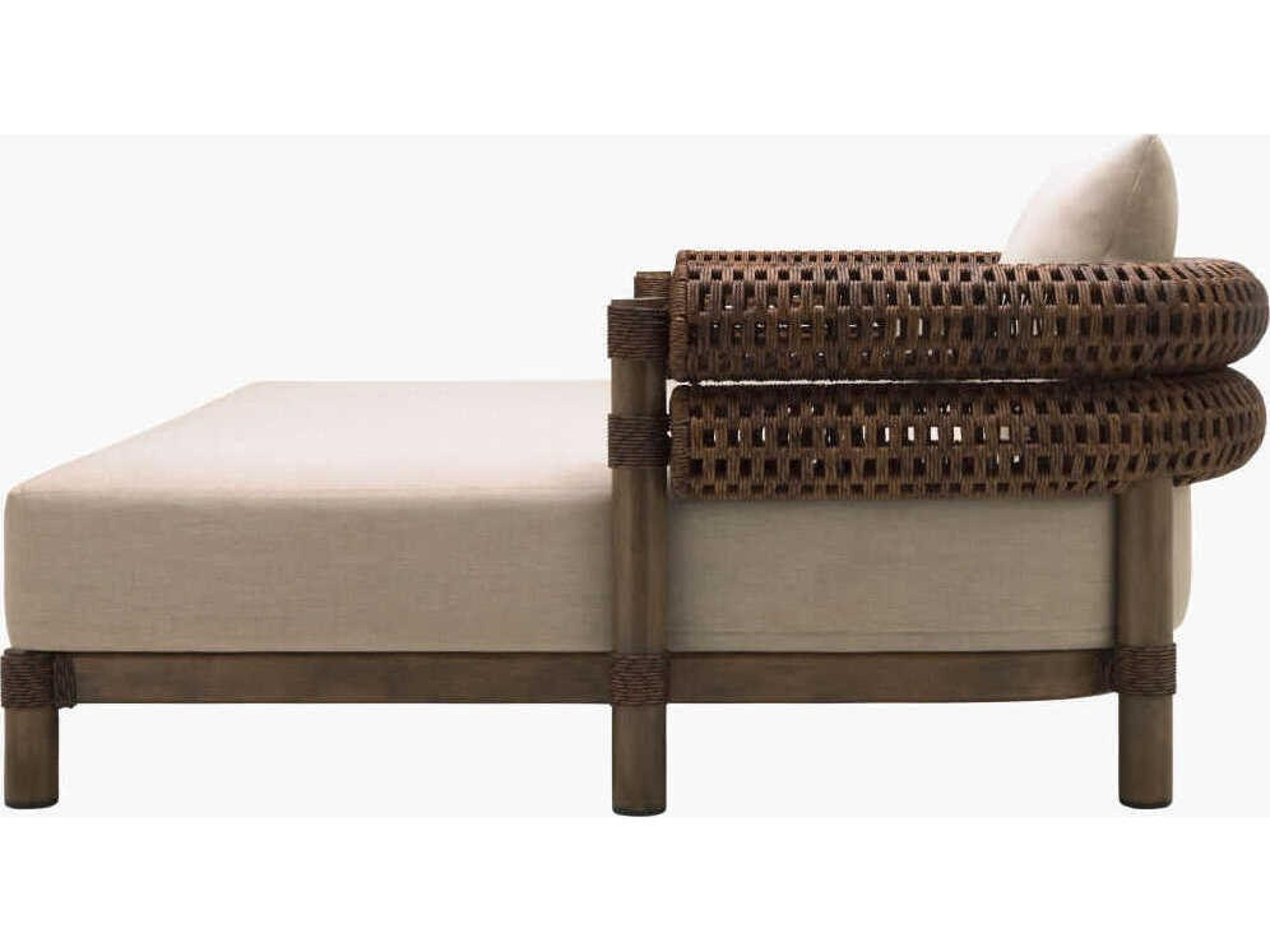 Surya Outdoor Porta Hand Painted Brown Aluminum Cushion Chaise Lounge