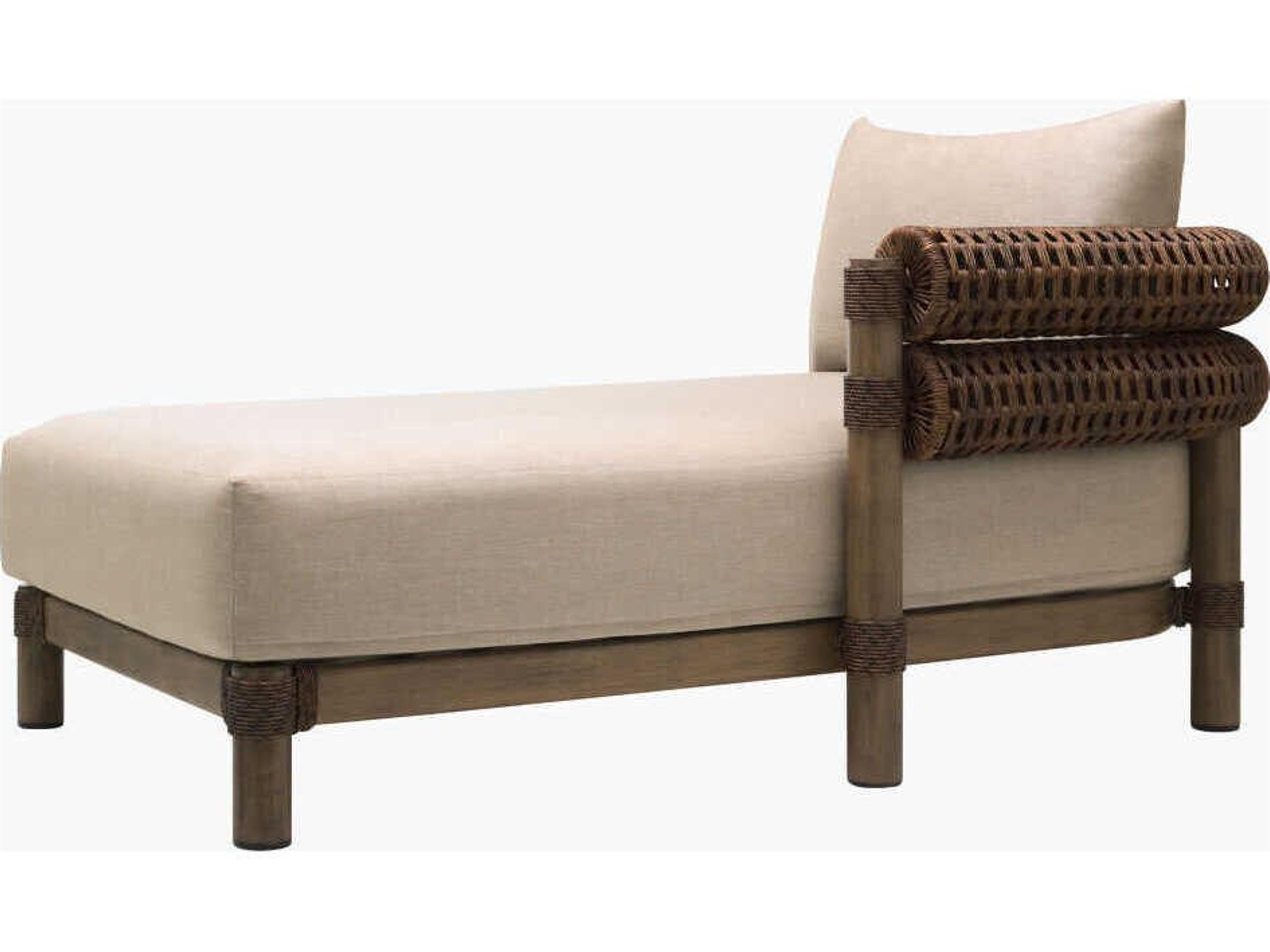 Surya Outdoor Porta Hand Painted Brown Aluminum Cushion Chaise Lounge