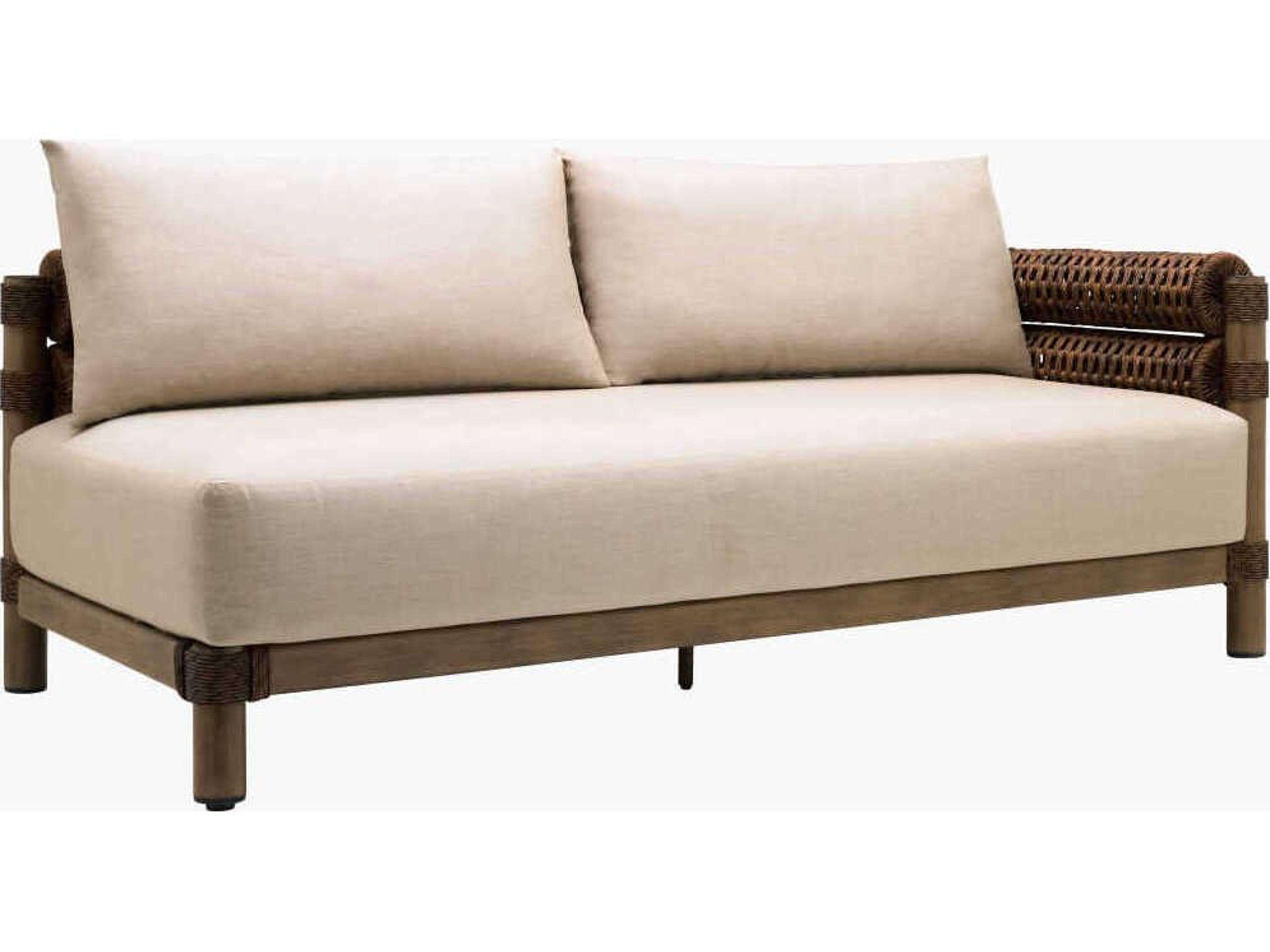 Surya Outdoor Porta Hand Painted Brown Aluminum Cushion Modular Sofa