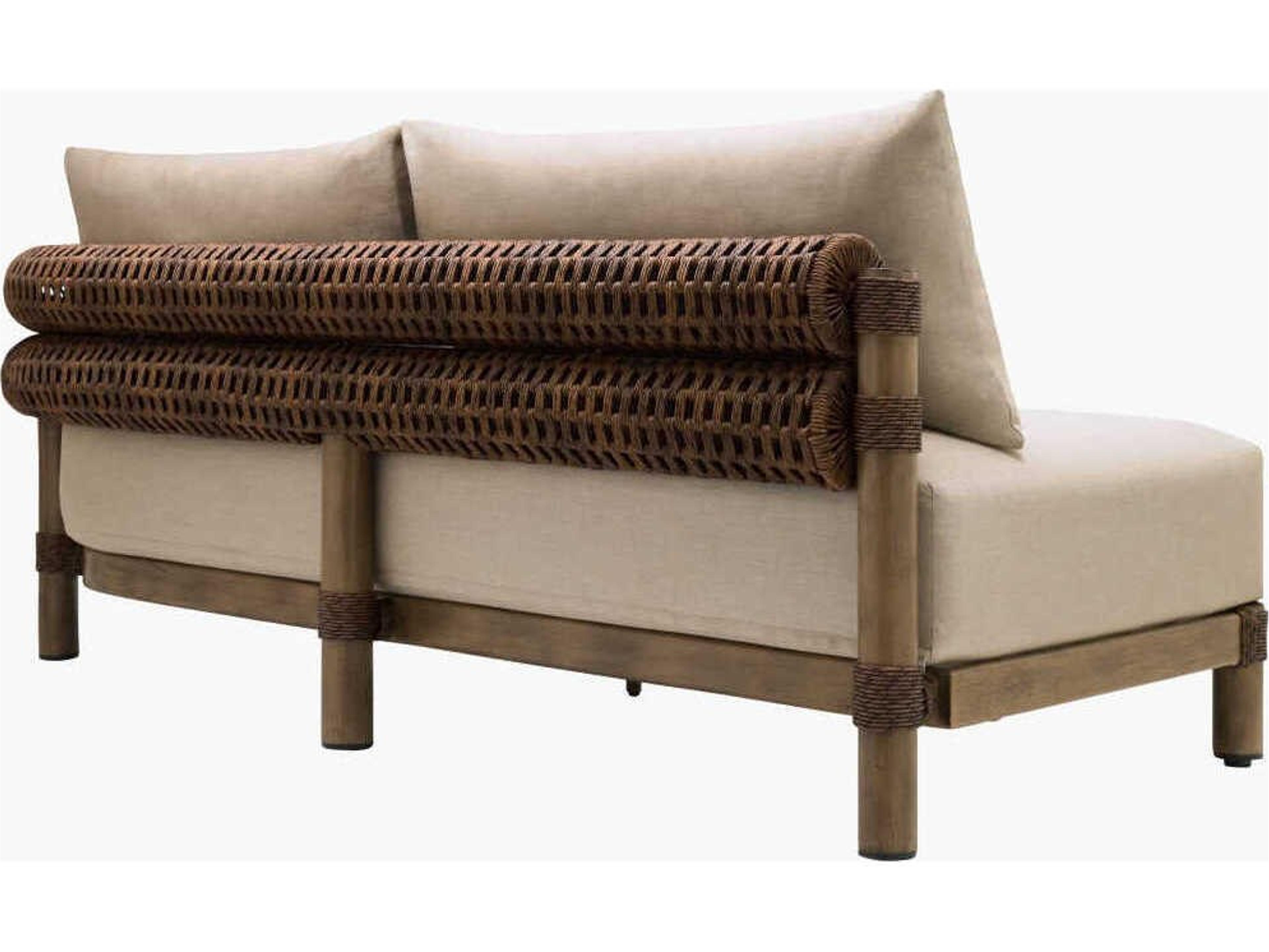 Surya Outdoor Porta Hand Painted Brown Aluminum Cushion Modular Sofa