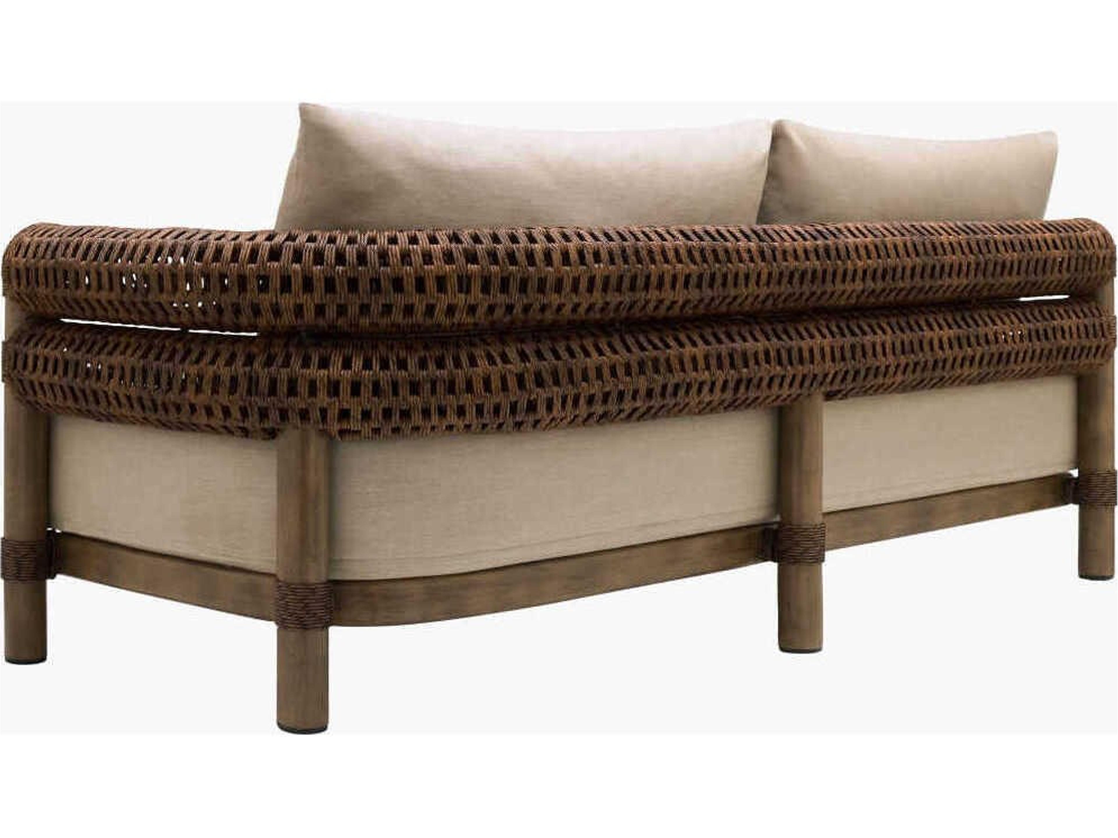 Surya Outdoor Porta Hand Painted Brown Aluminum Cushion Modular Sofa