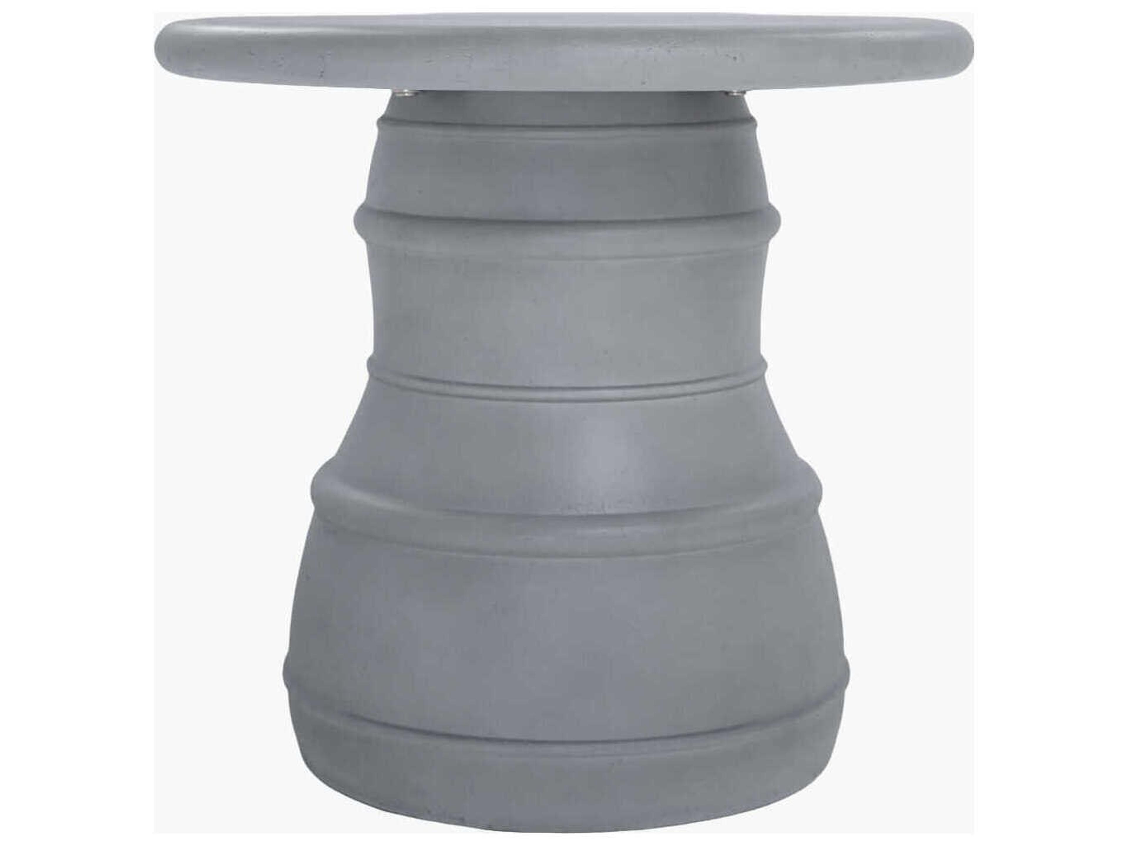 Surya Outdoor Ravenna Light Gray Concrete Round End Table