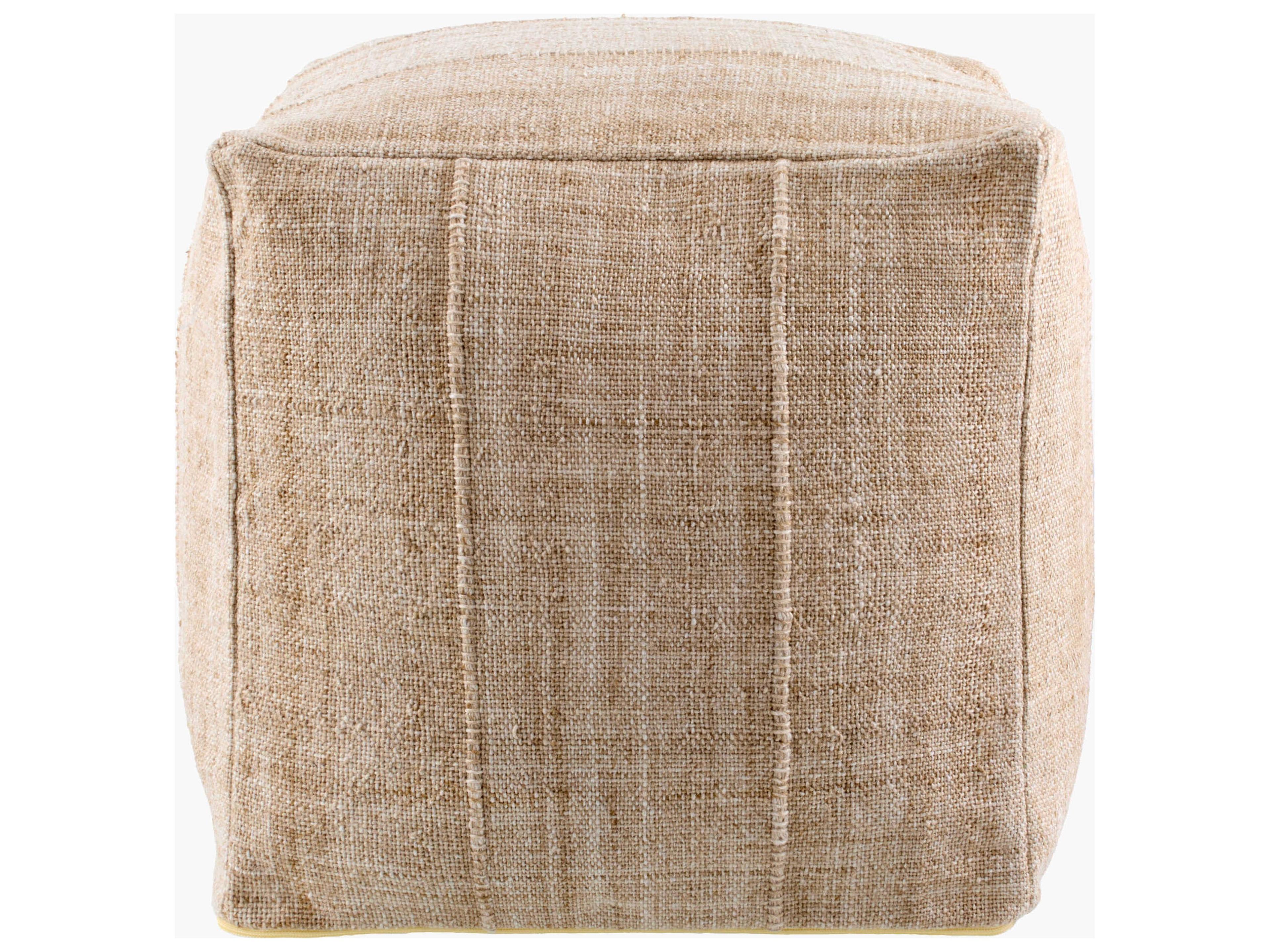 Surya Outdoor Mudcloth Tan Fabric Cushion Pouf