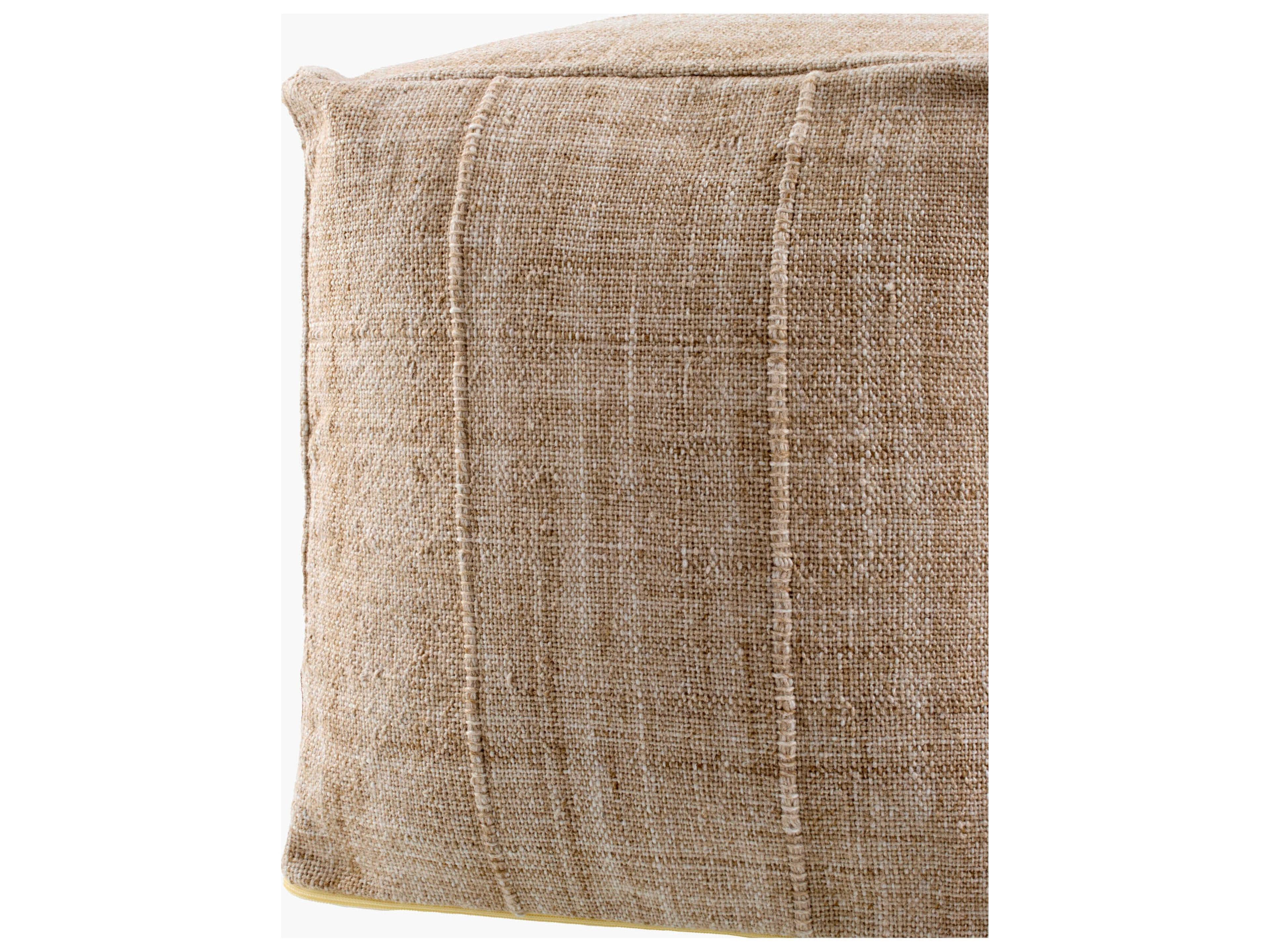 Surya Outdoor Mudcloth Tan Fabric Cushion Pouf
