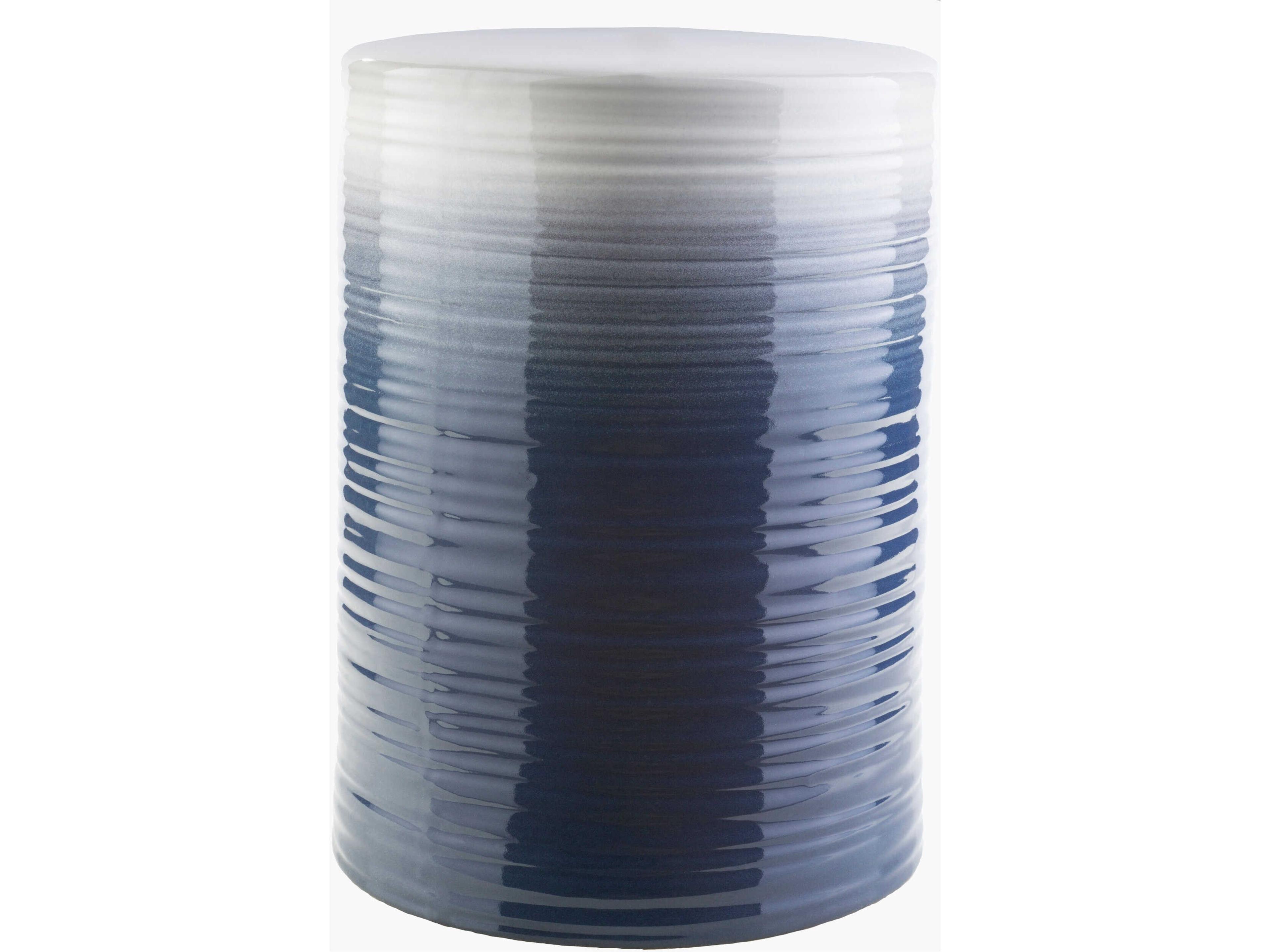 Waverly Navy Denim White Ceramic Round Garden Stool