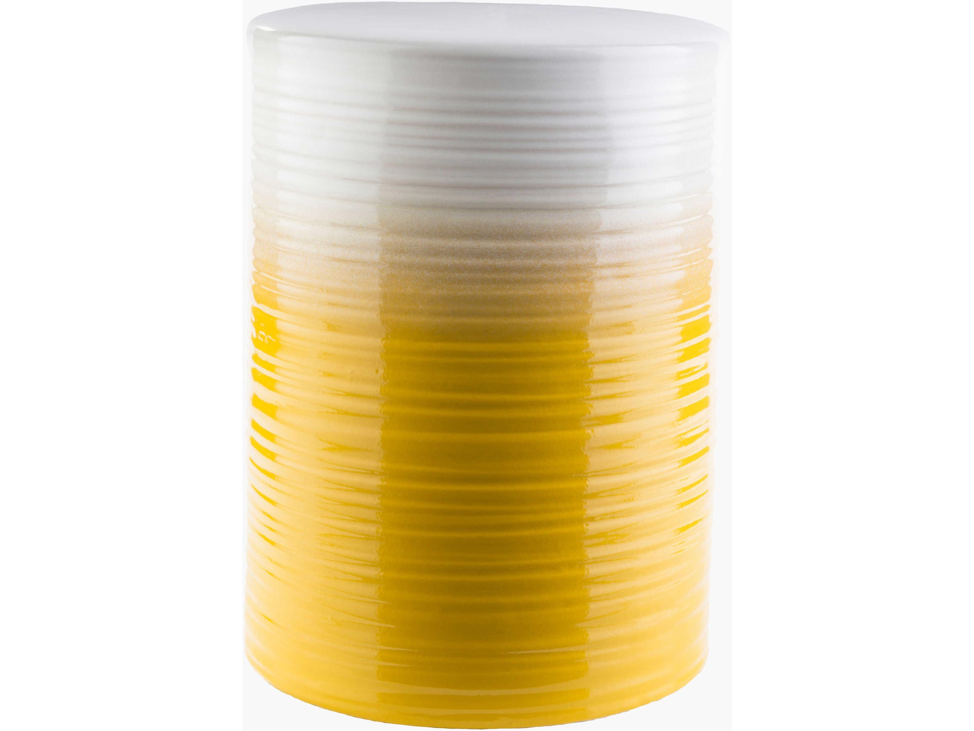 Waverly White Bright Yellow Ceramic Round Garden Stool