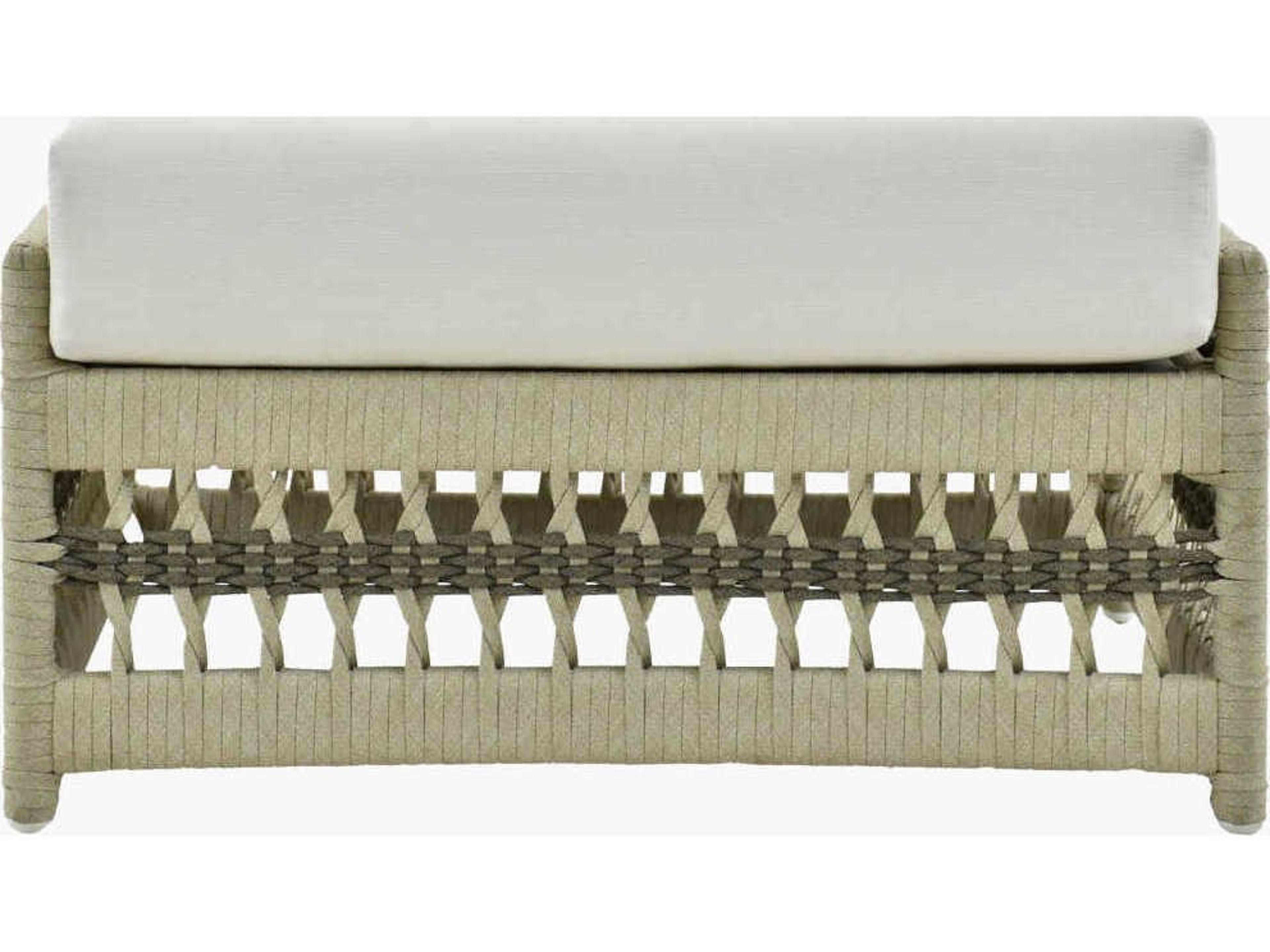 Surya Outdoor Winder Powder Coated Cream Aluminum Cushion Ottoman