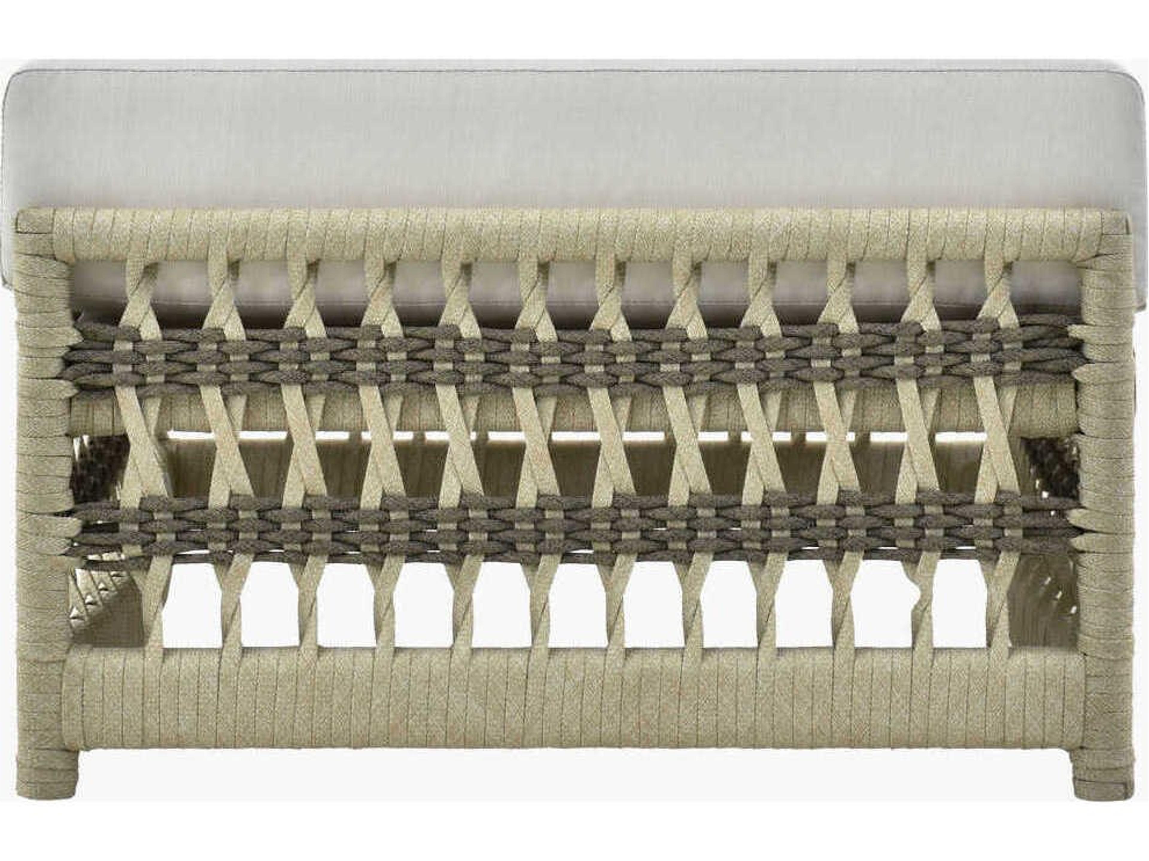 Surya Outdoor Winder Powder Coated Cream Aluminum Cushion Ottoman