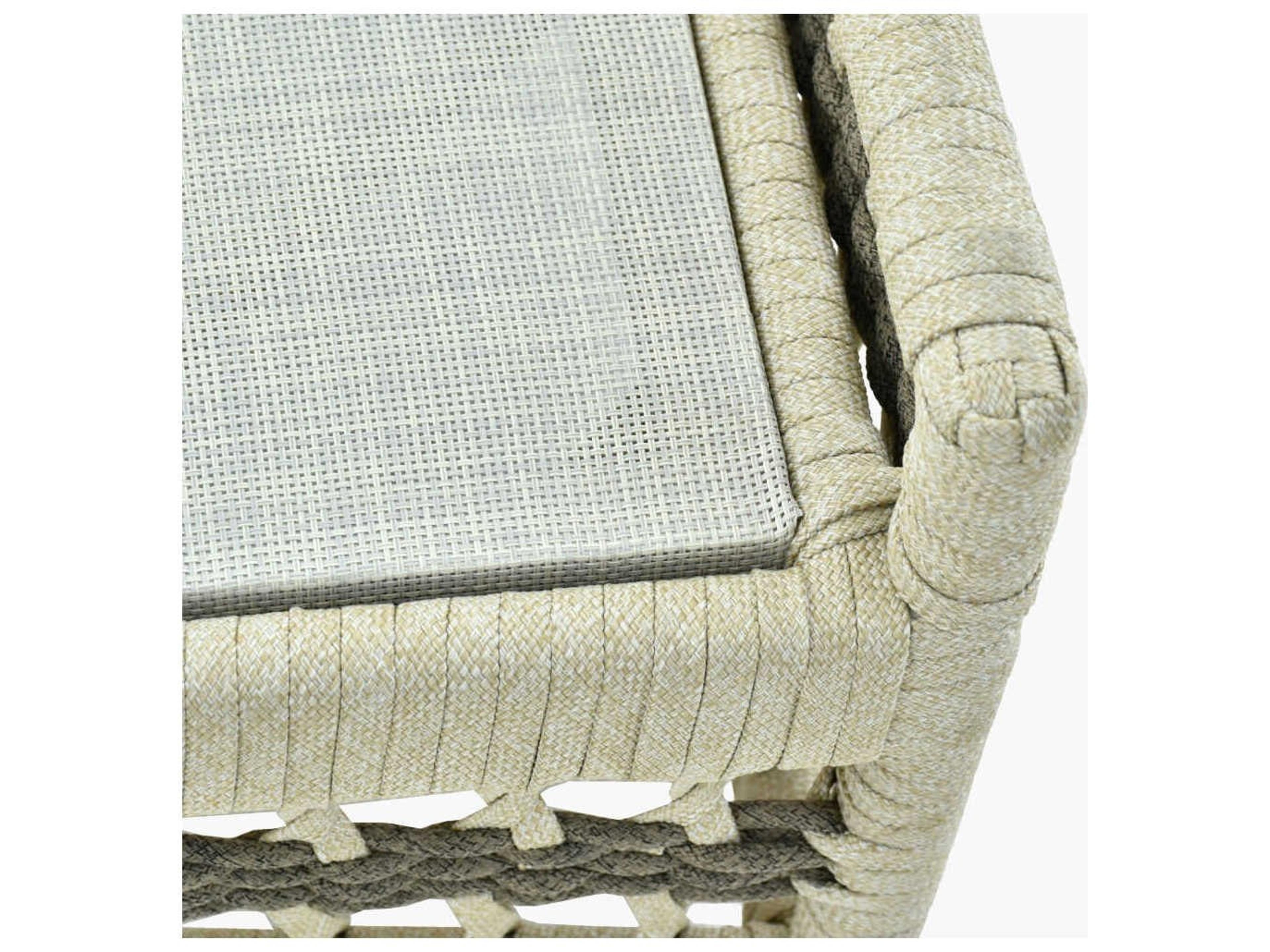Surya Outdoor Winder Powder Coated Cream Aluminum Cushion Ottoman