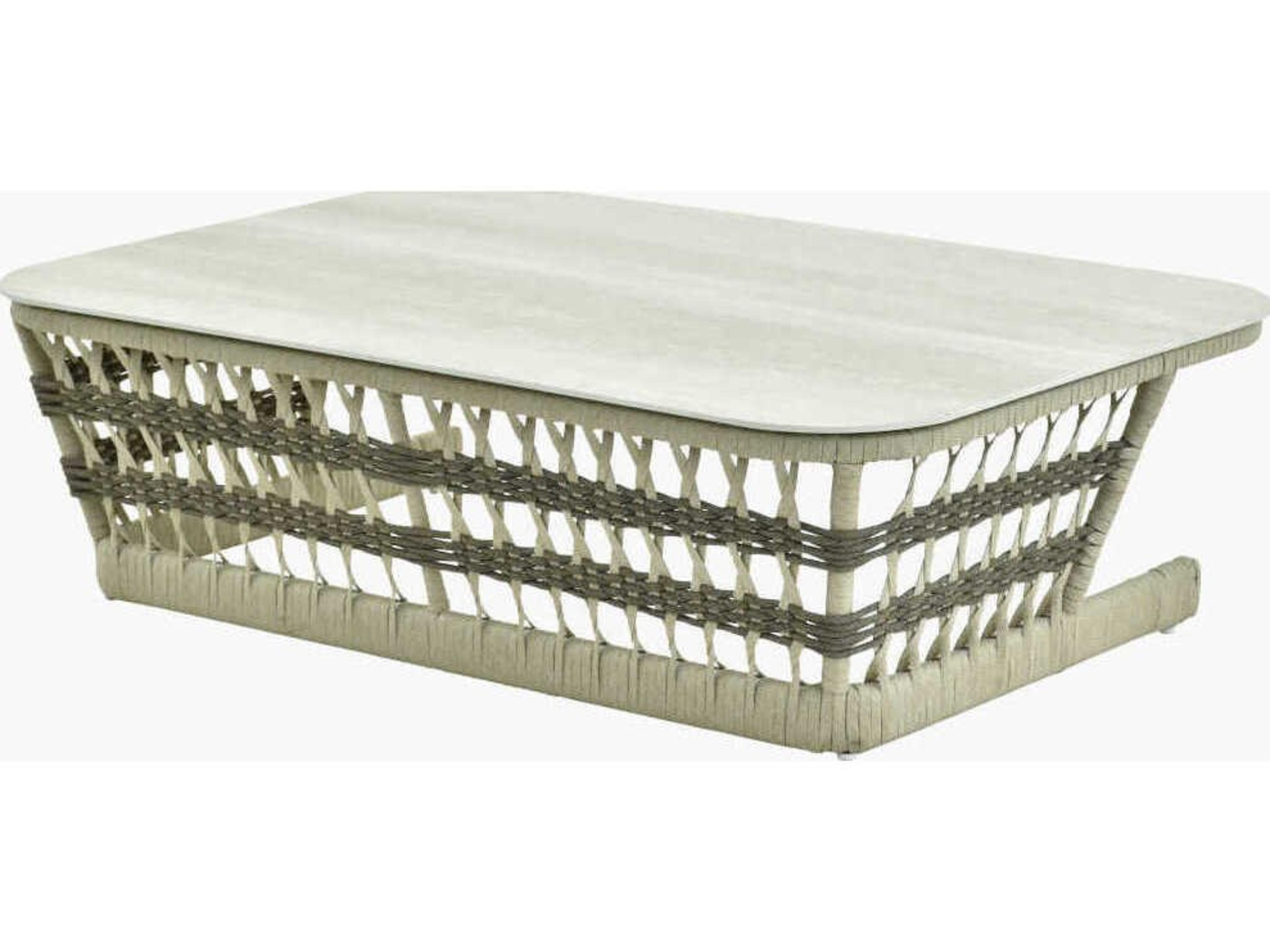 Surya Outdoor Winder Powder Coated Cream Aluminum Rectangular Coffee Table