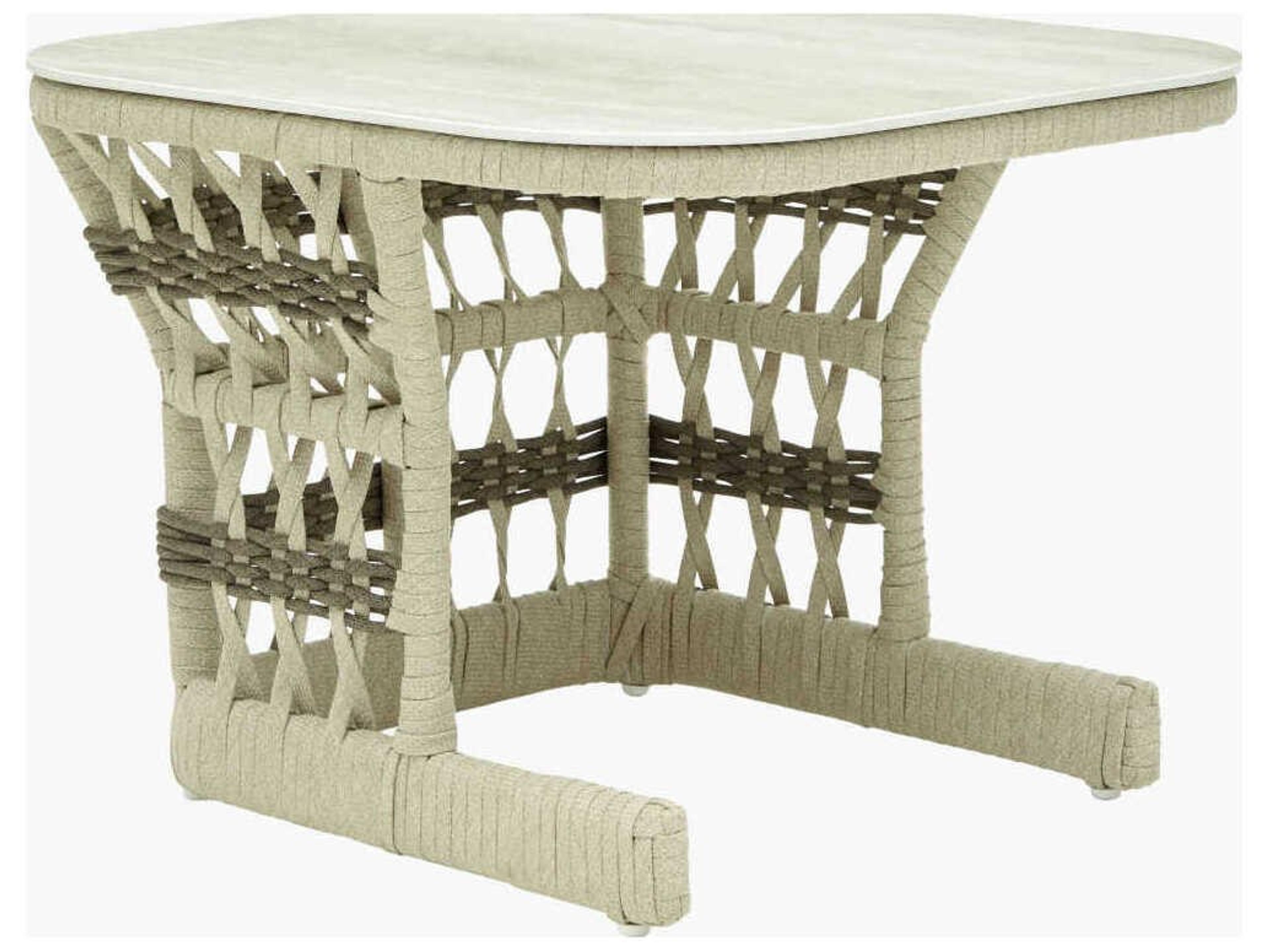 Surya Outdoor Winder Powder Coated Cream Aluminum Square End Table