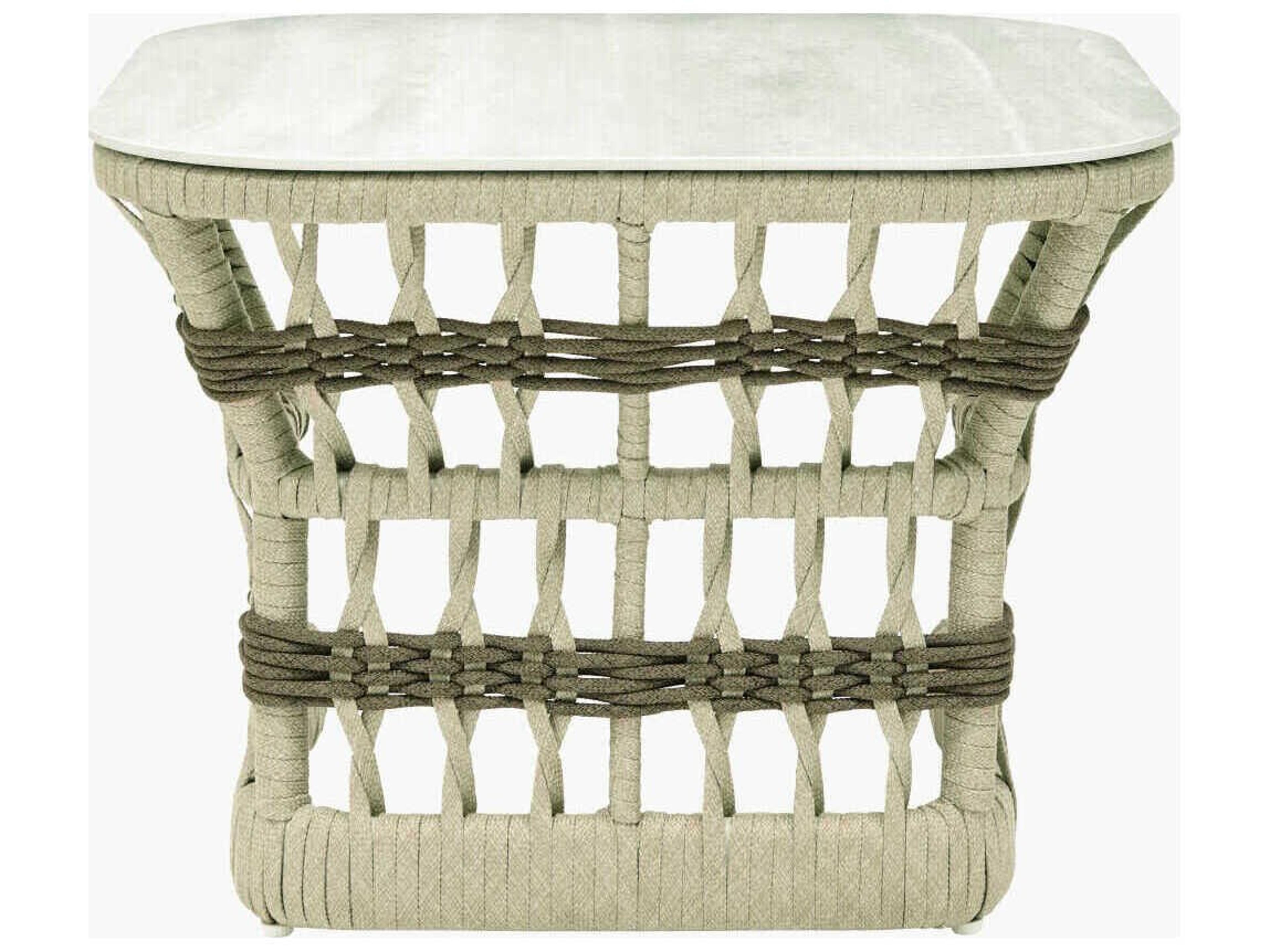 Surya Outdoor Winder Powder Coated Cream Aluminum Square End Table