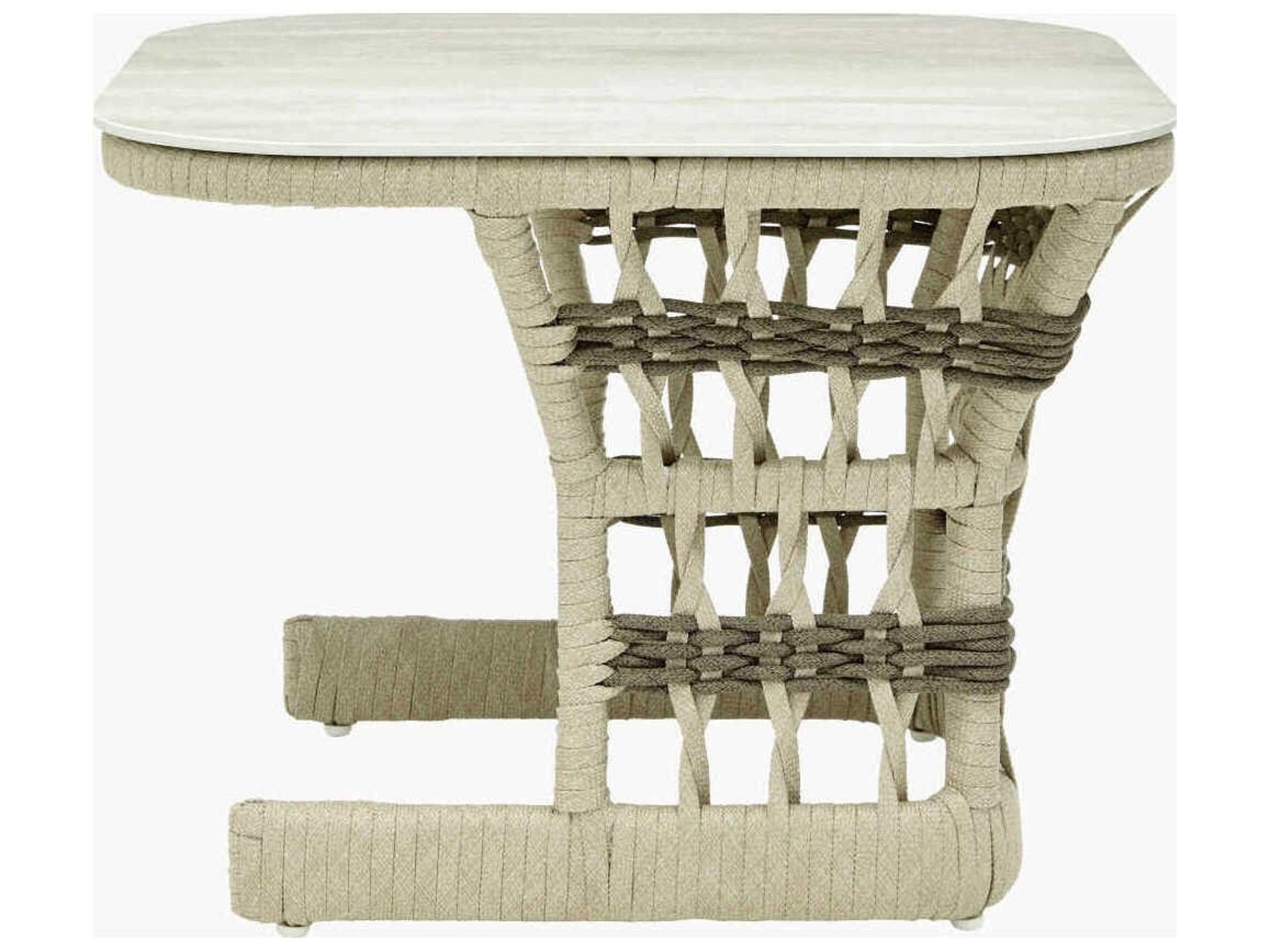 Surya Outdoor Winder Powder Coated Cream Aluminum Square End Table