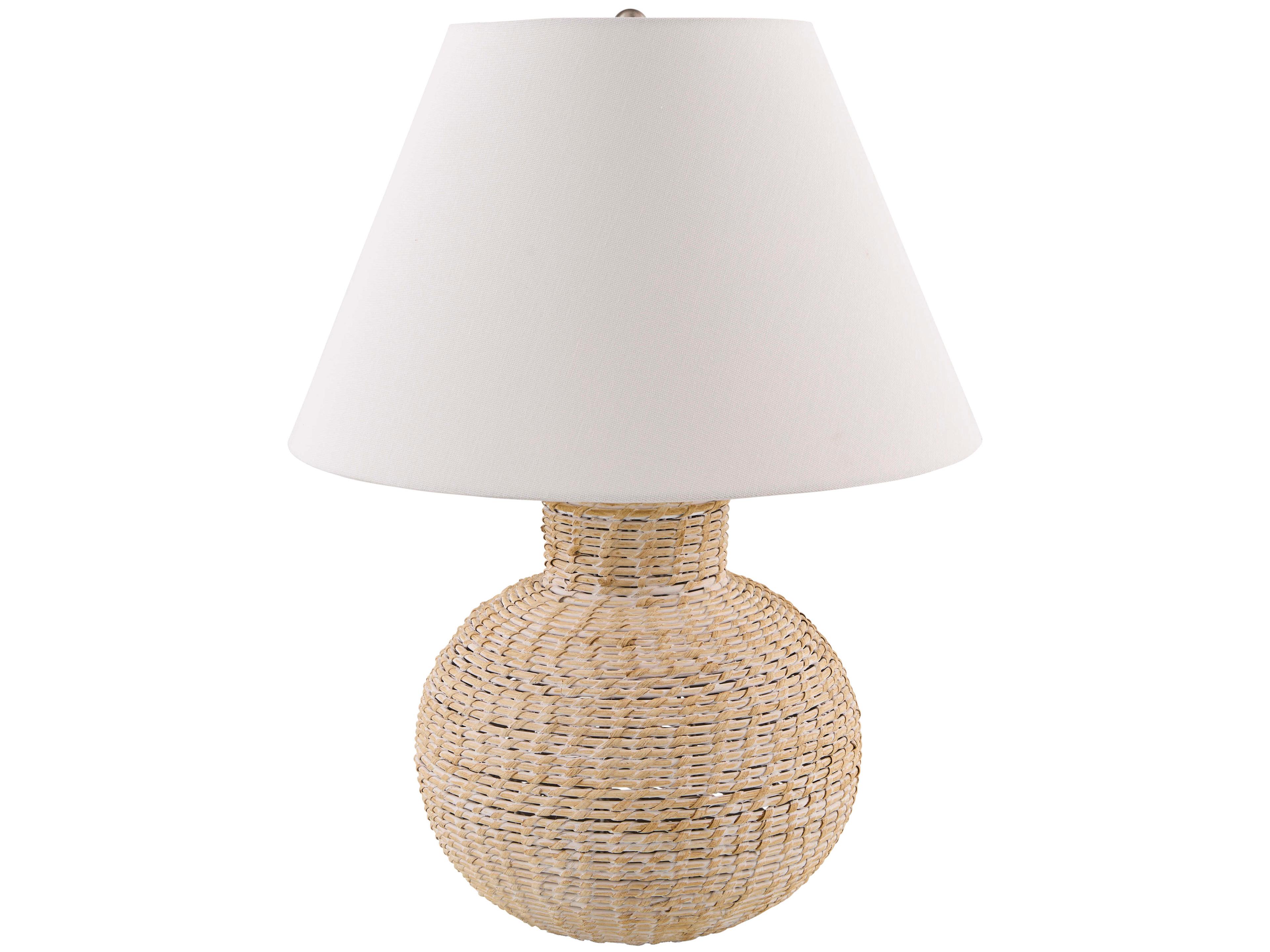 Pubil White Linen Table Lamp
